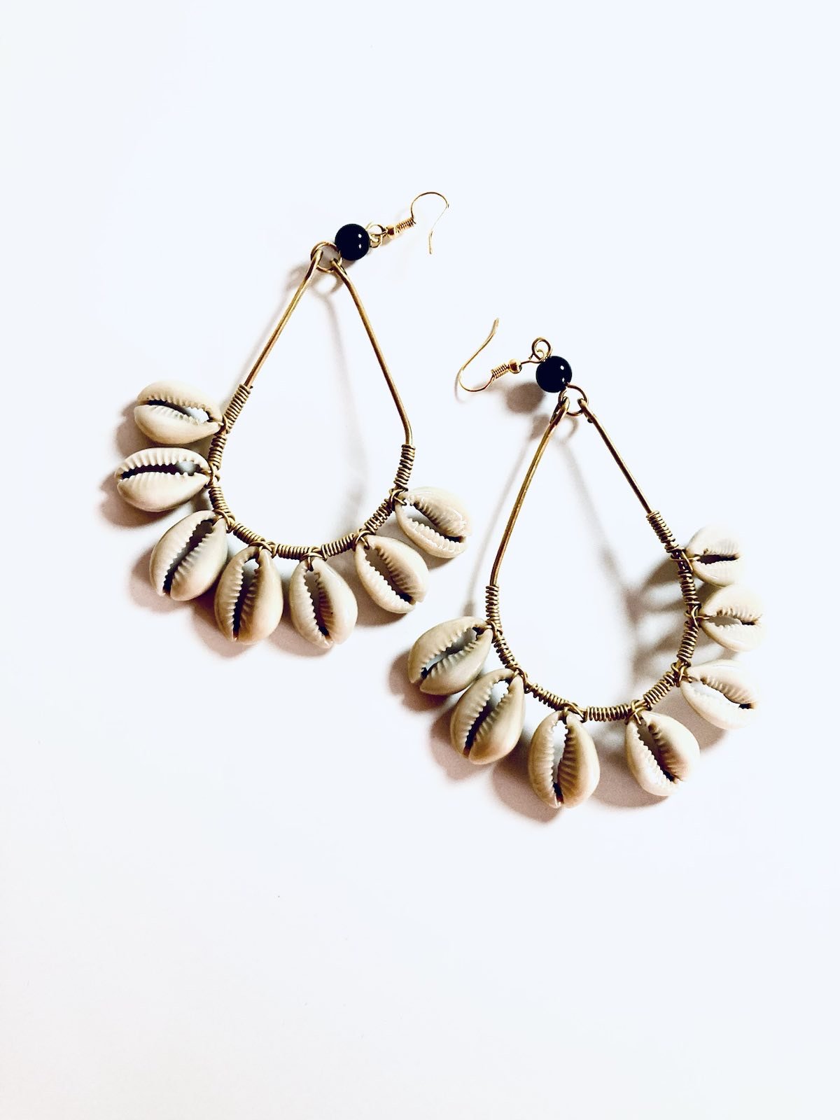 Pear drop cowrie earrings 1.6 - Style Me African