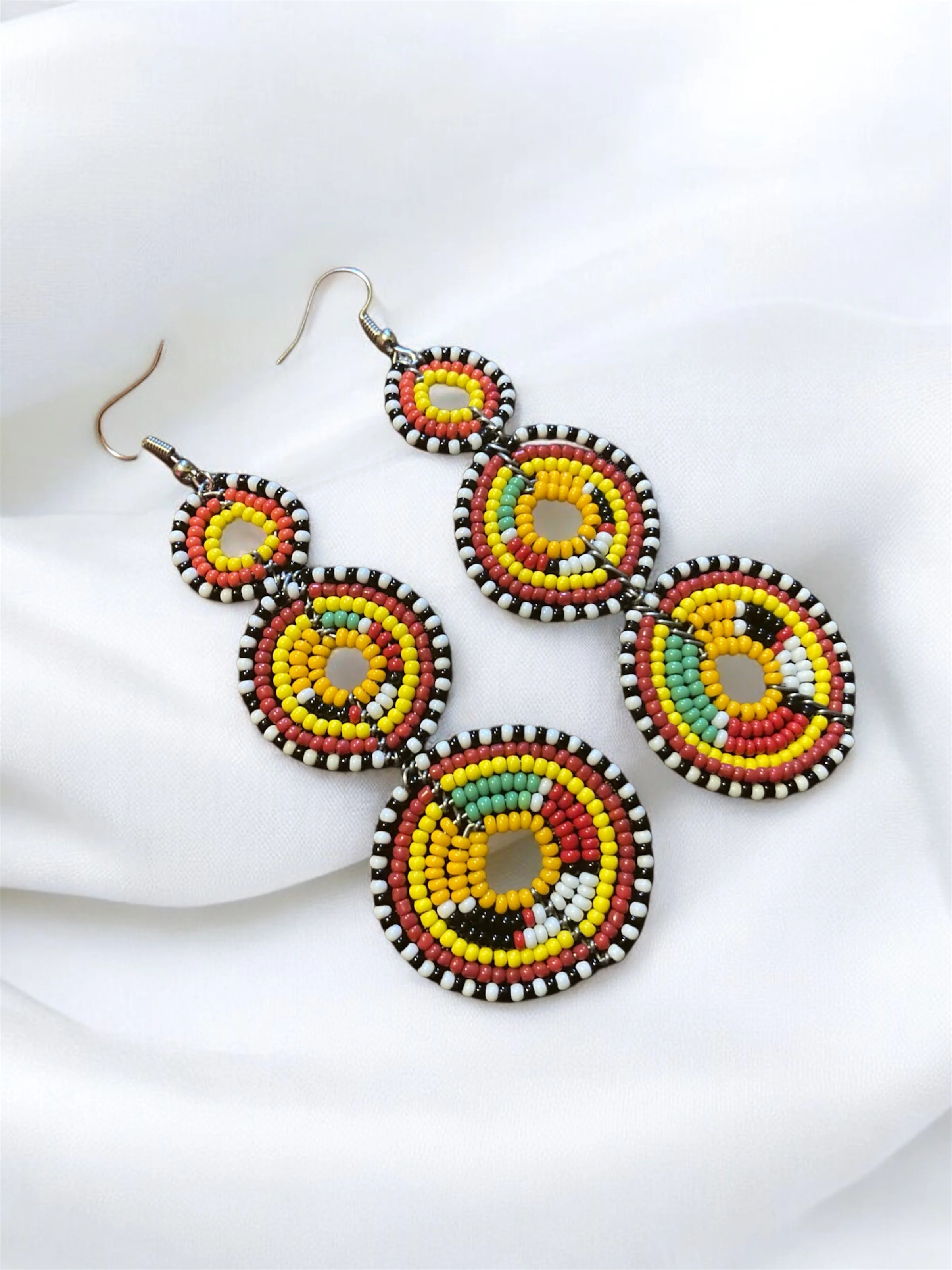 3 disc multicoloured beaded earrings 1.4 - Style Me A African