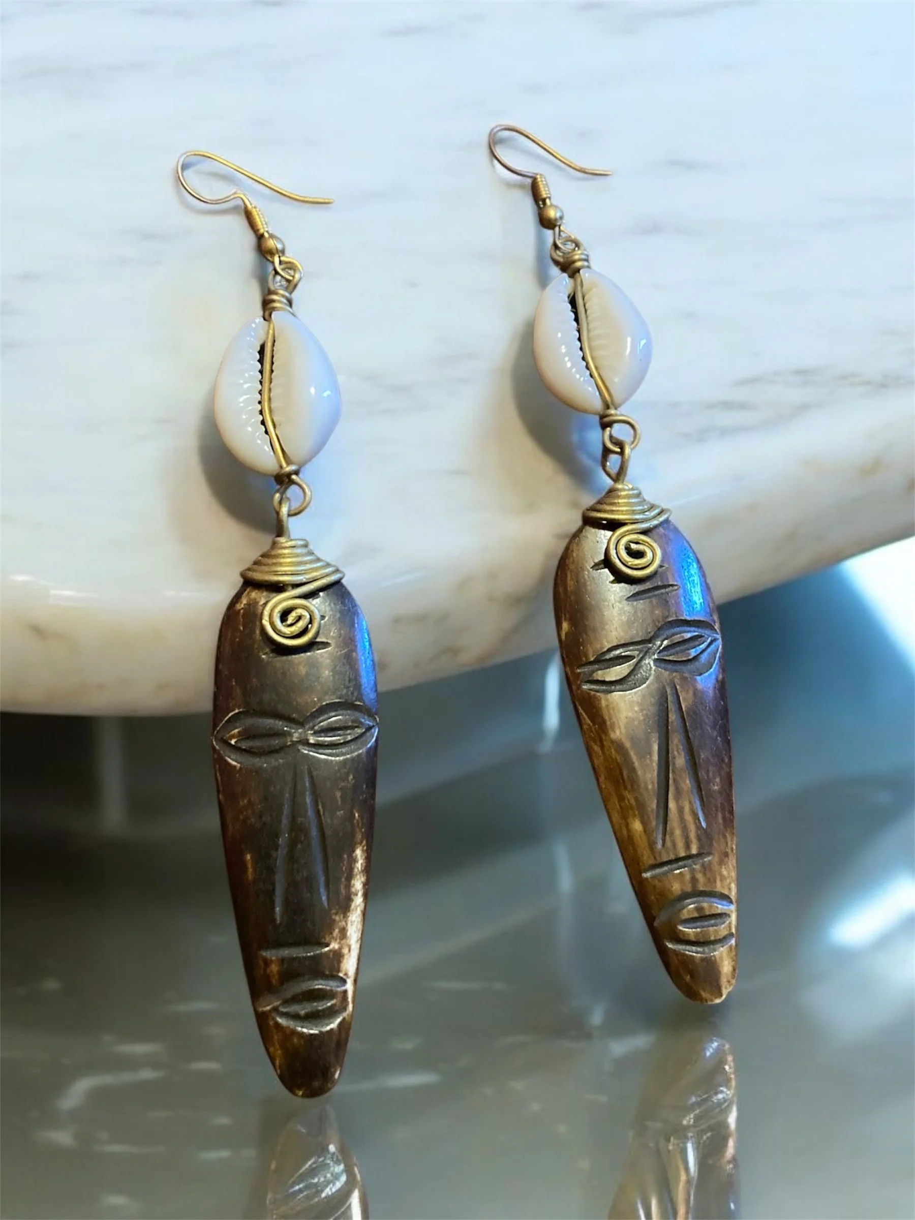 African mask wooden earrings 1.1 - Style Me African