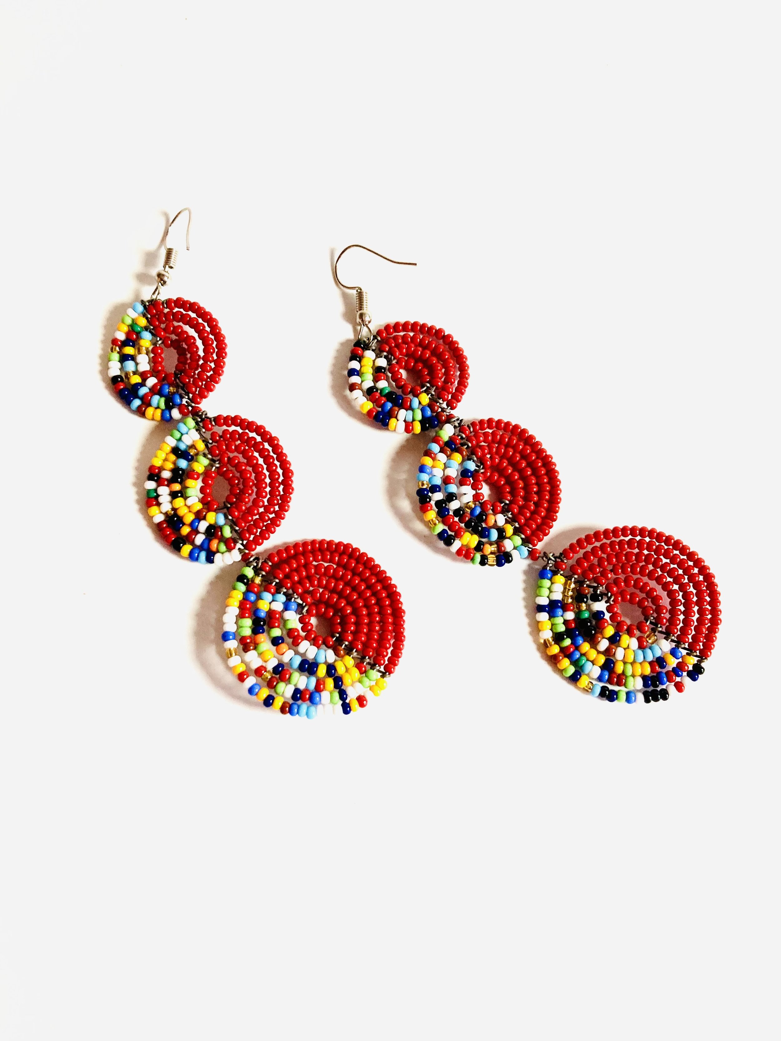 3 disc beaded African earrings 1.3 - Style Me African