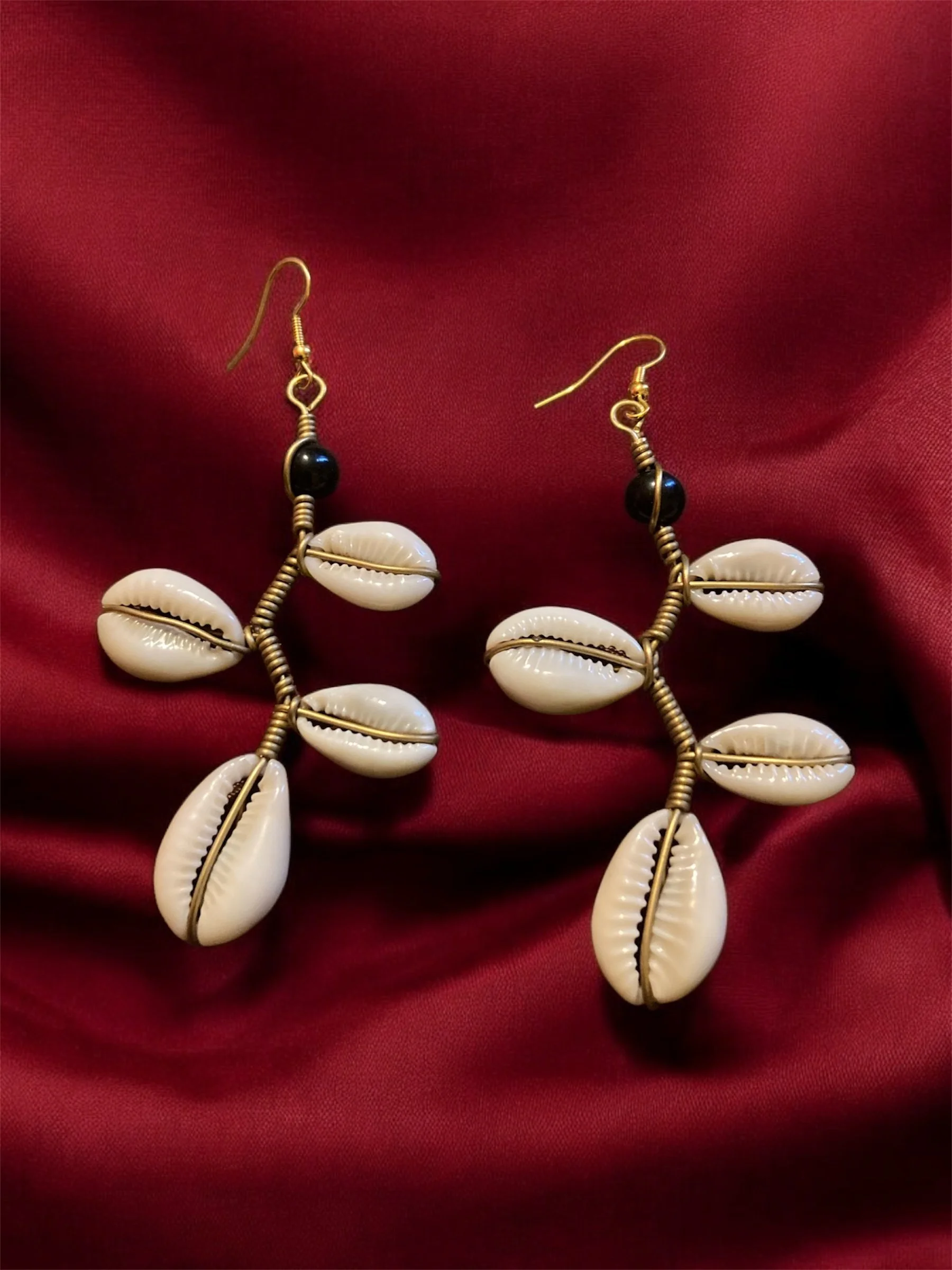 stem cowrie shell earrings 1.3 - Style Me African