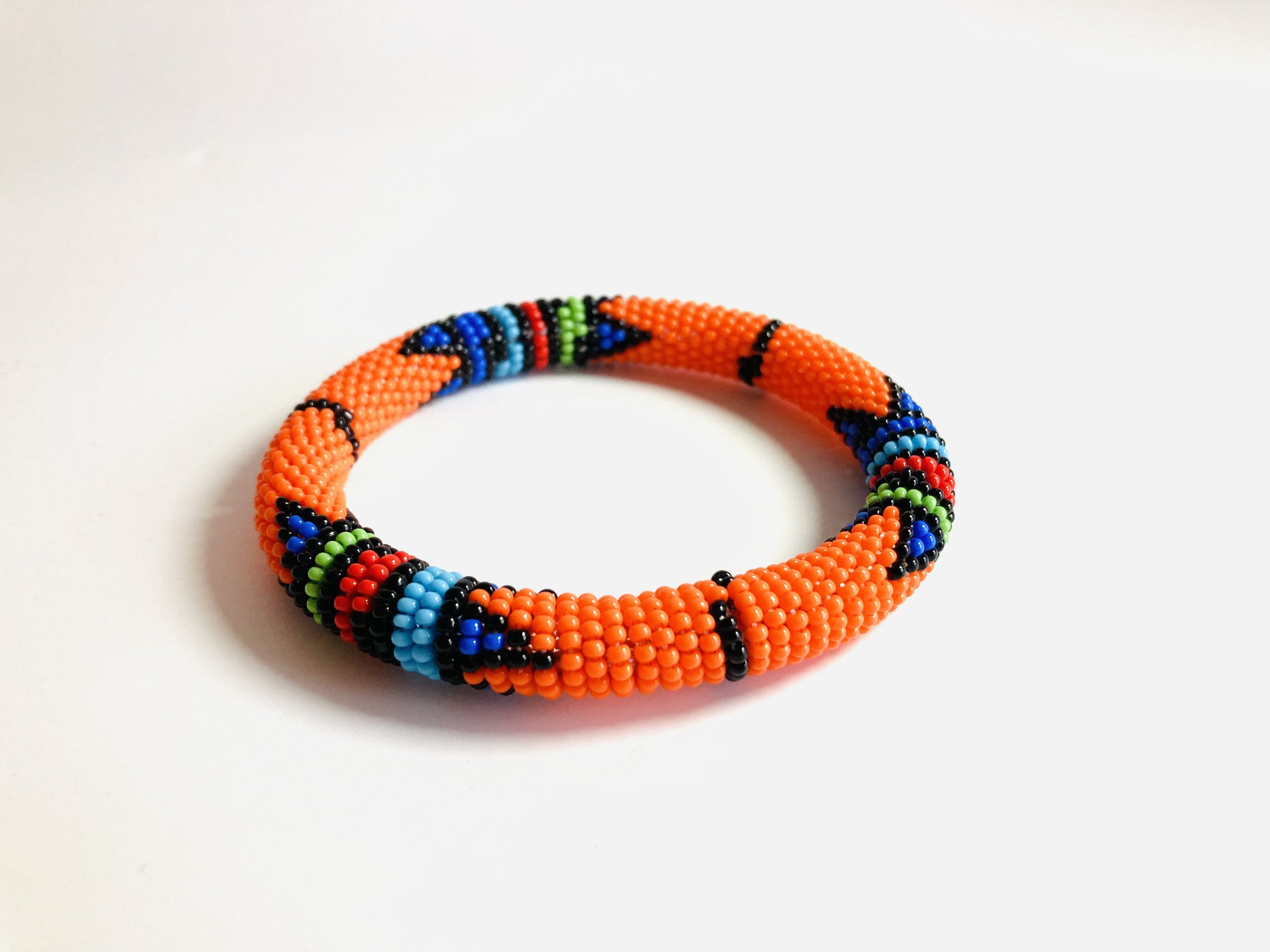 Orange Maasai beaded bangle 1.5 - Style Me African