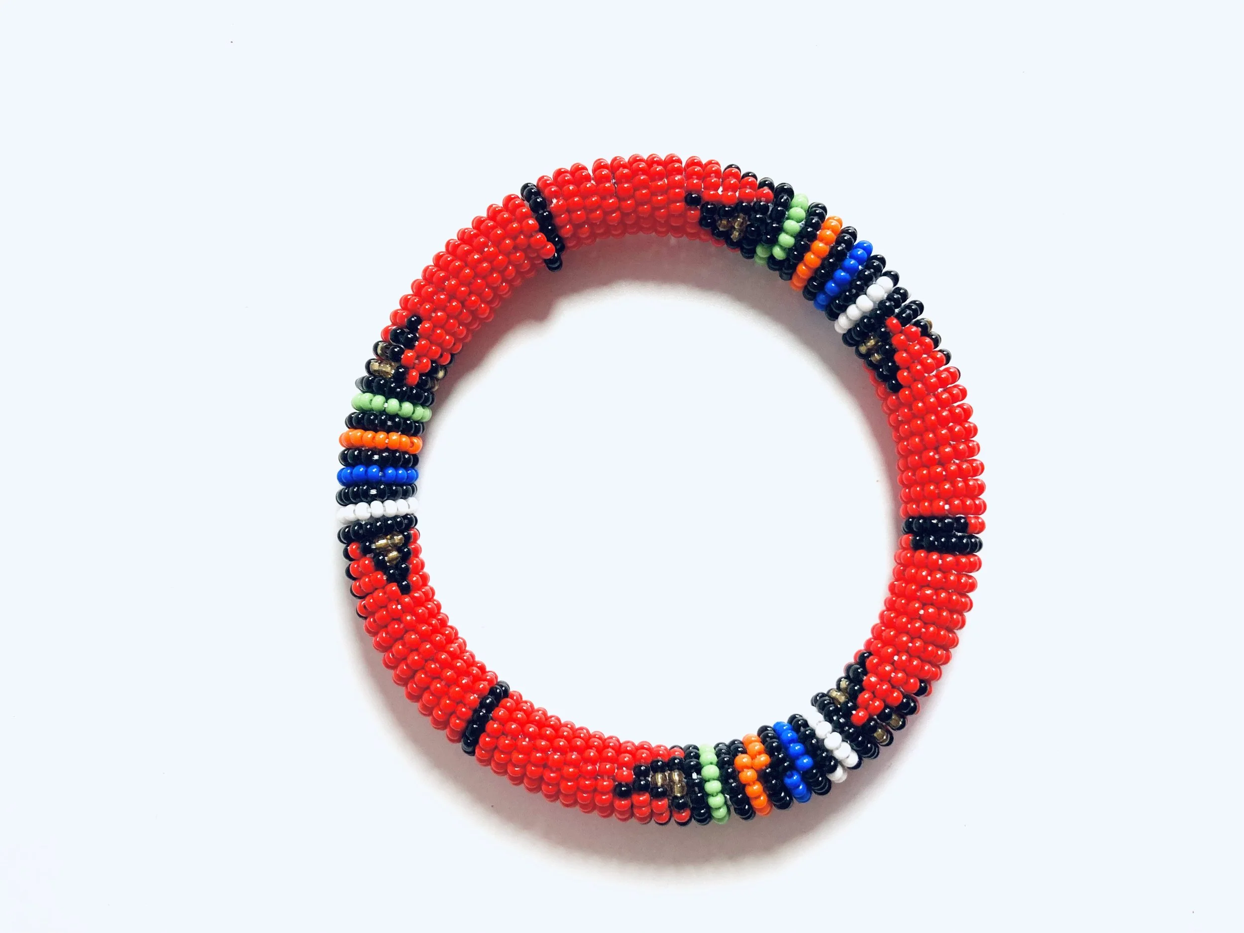 Red maasai beaded bangle 1.4 Style Me African