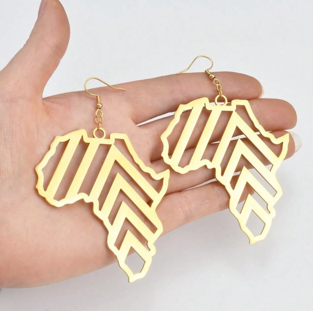 Oversize Gold Africa Map Earrings 1.3 - Style Me African.png