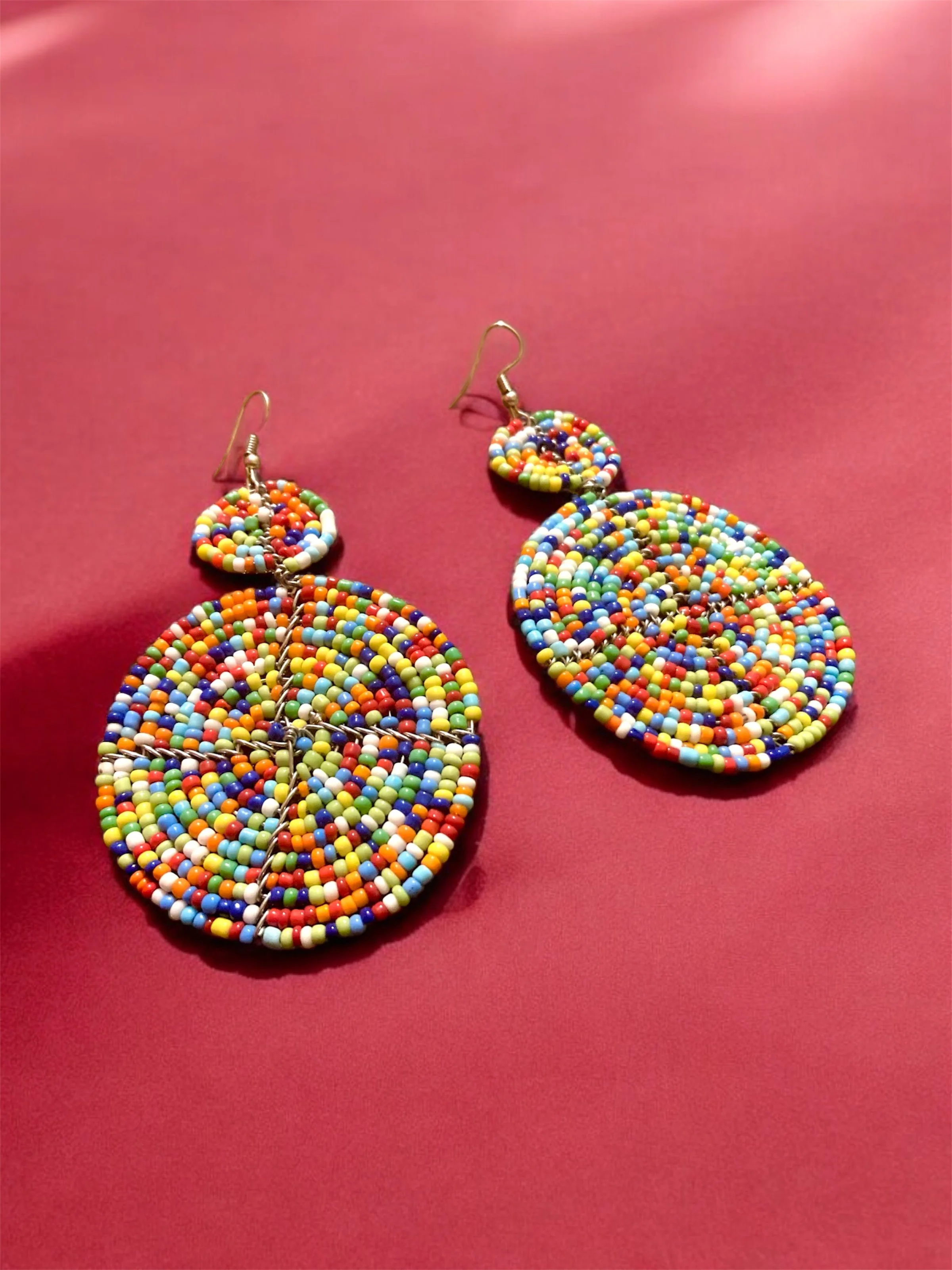 Multicoloured bead disc earrings 1.5 - Style Me African