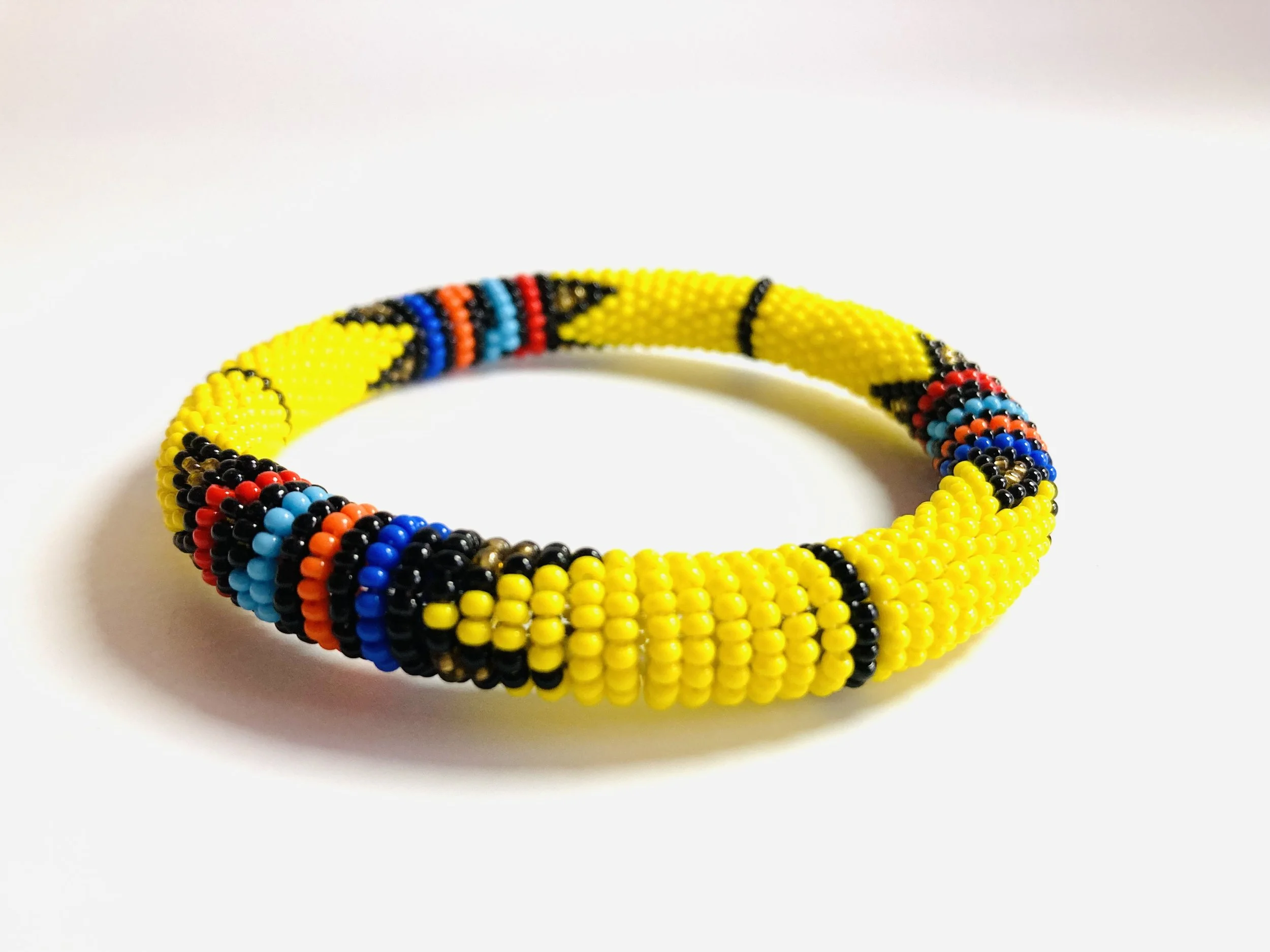 Yellow maasai beaded bangle 1.4 - Style Me African