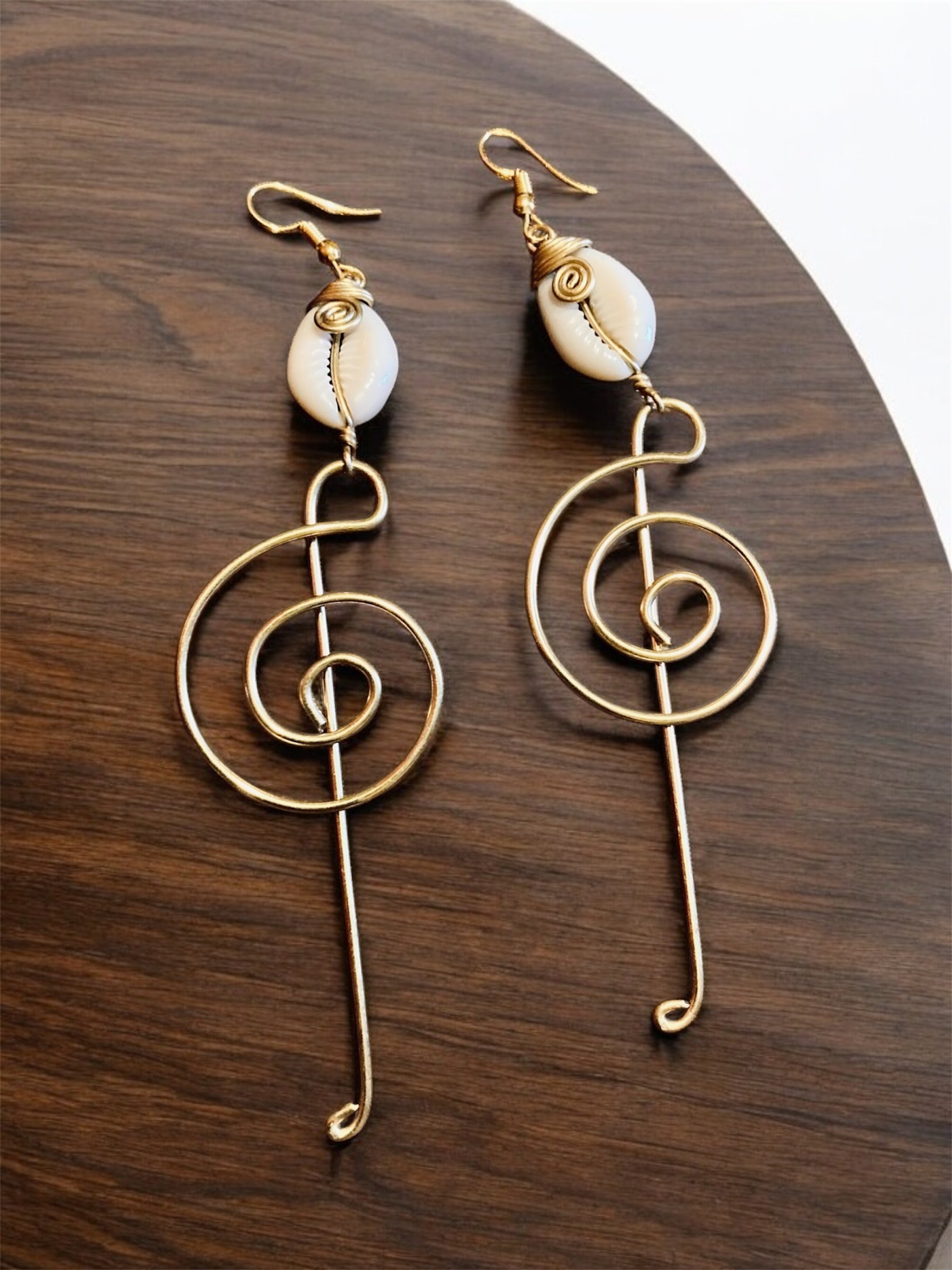 Cowrie Clef symbol earrings 1.3 - Style Me African