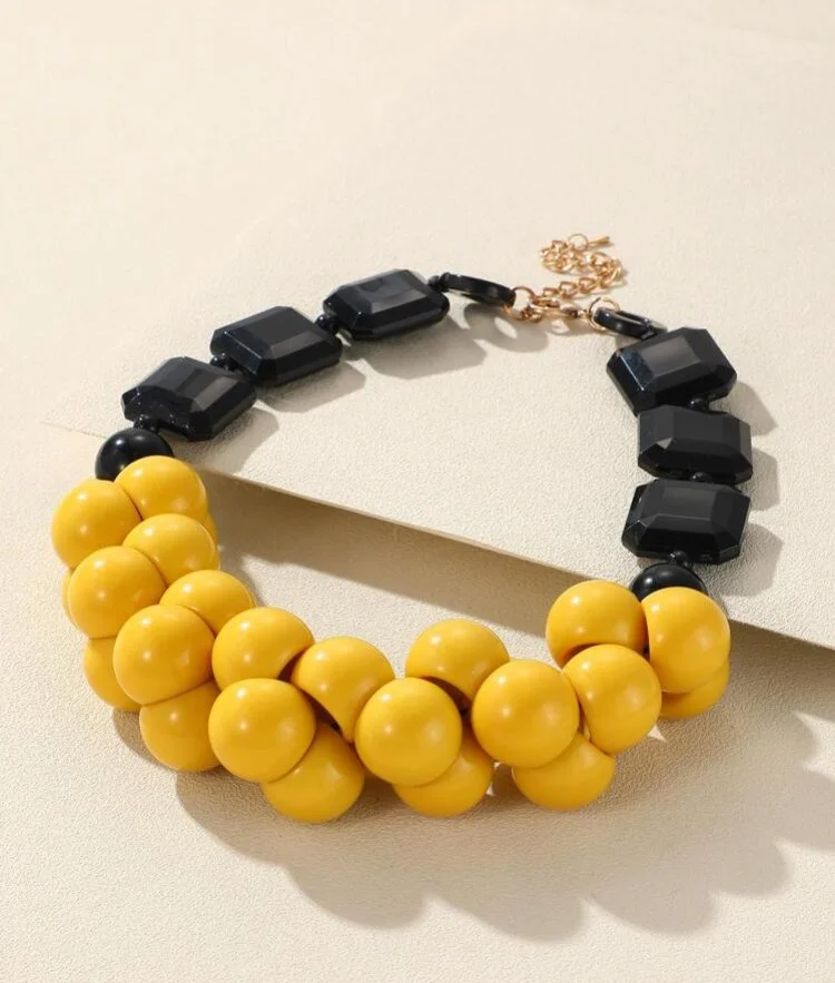 Women’s Yellow bead necklace 1.2 - Style Me African