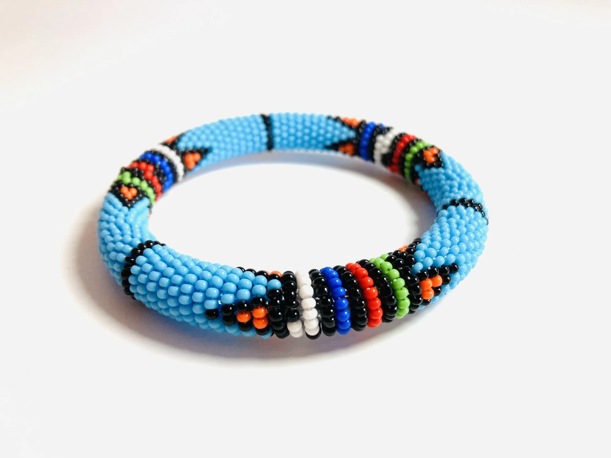 Blue maasai beaded bangle 1.1 - Style Me African