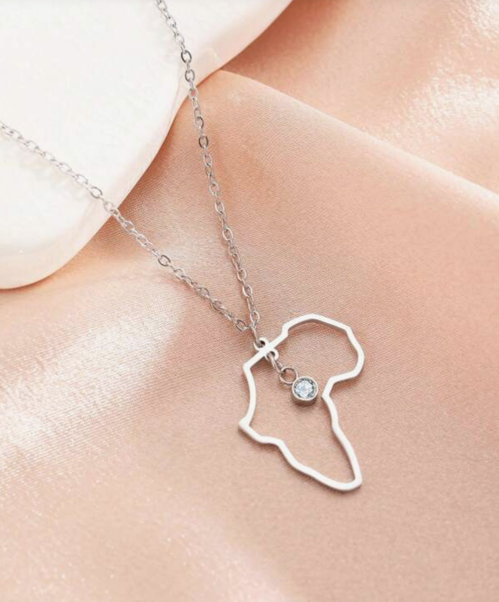 Women’s silver Africa map diamanté necklace 1.3 - Style Me African.png