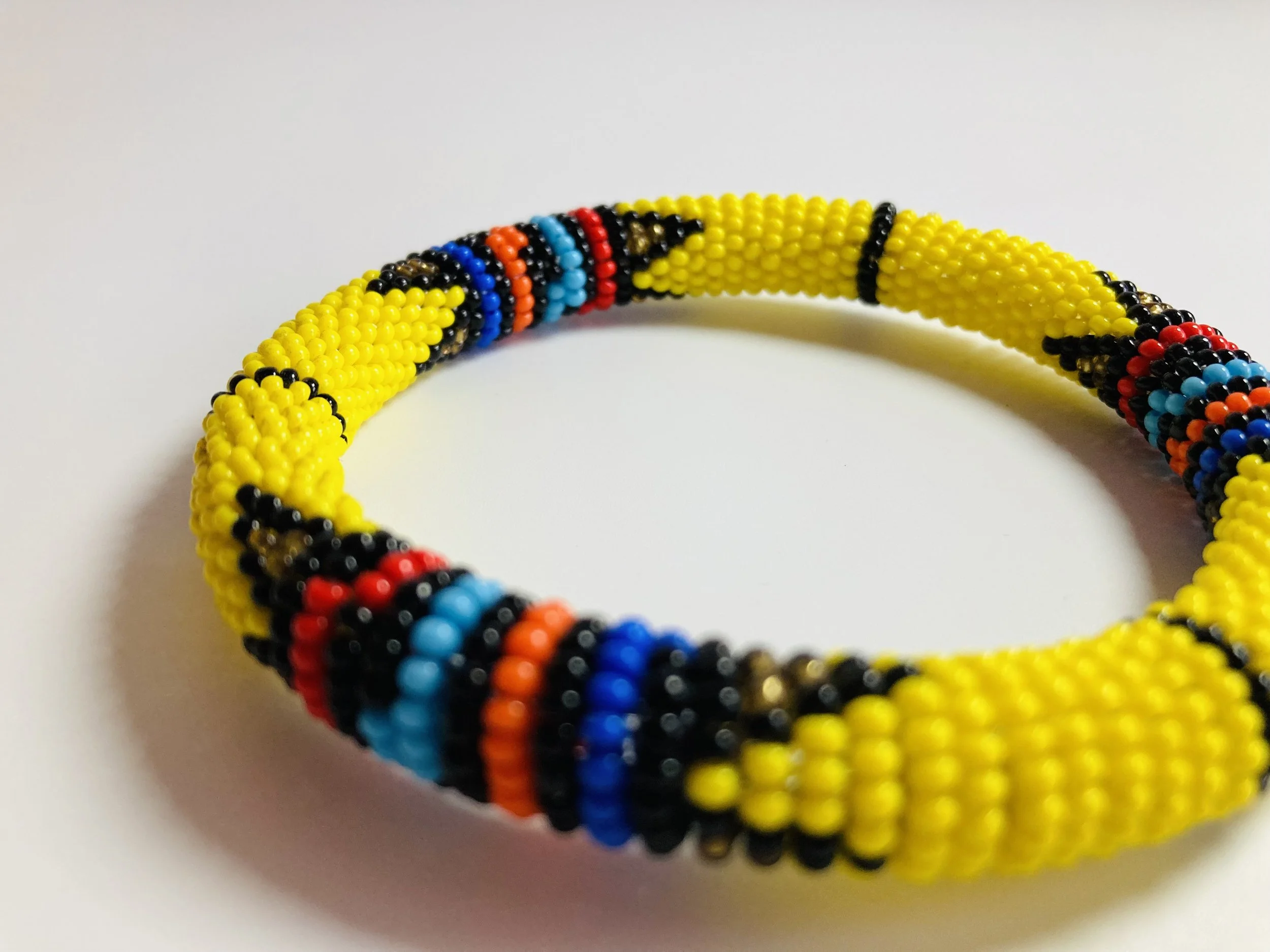 Yellow maasai beaded bangle 1.2 - Style Me African