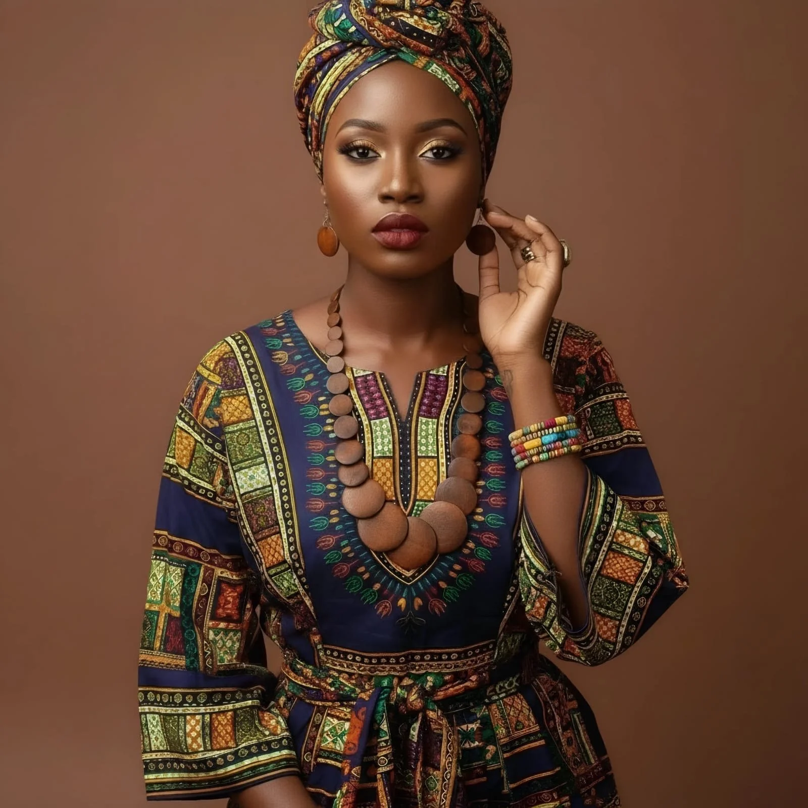 African wooden earring and necklace set 1.1 - Style Me African