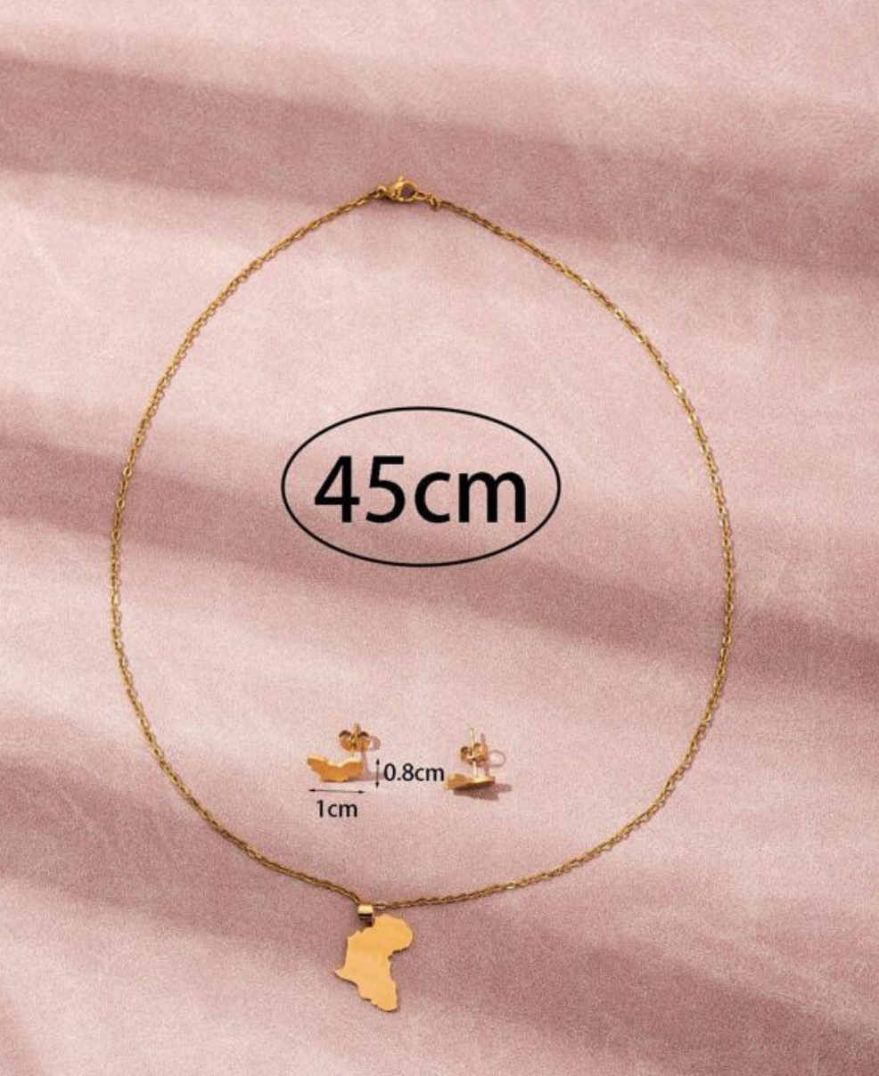 Gold Africa Map necklace and earring set 1.2 - Style Me African.png