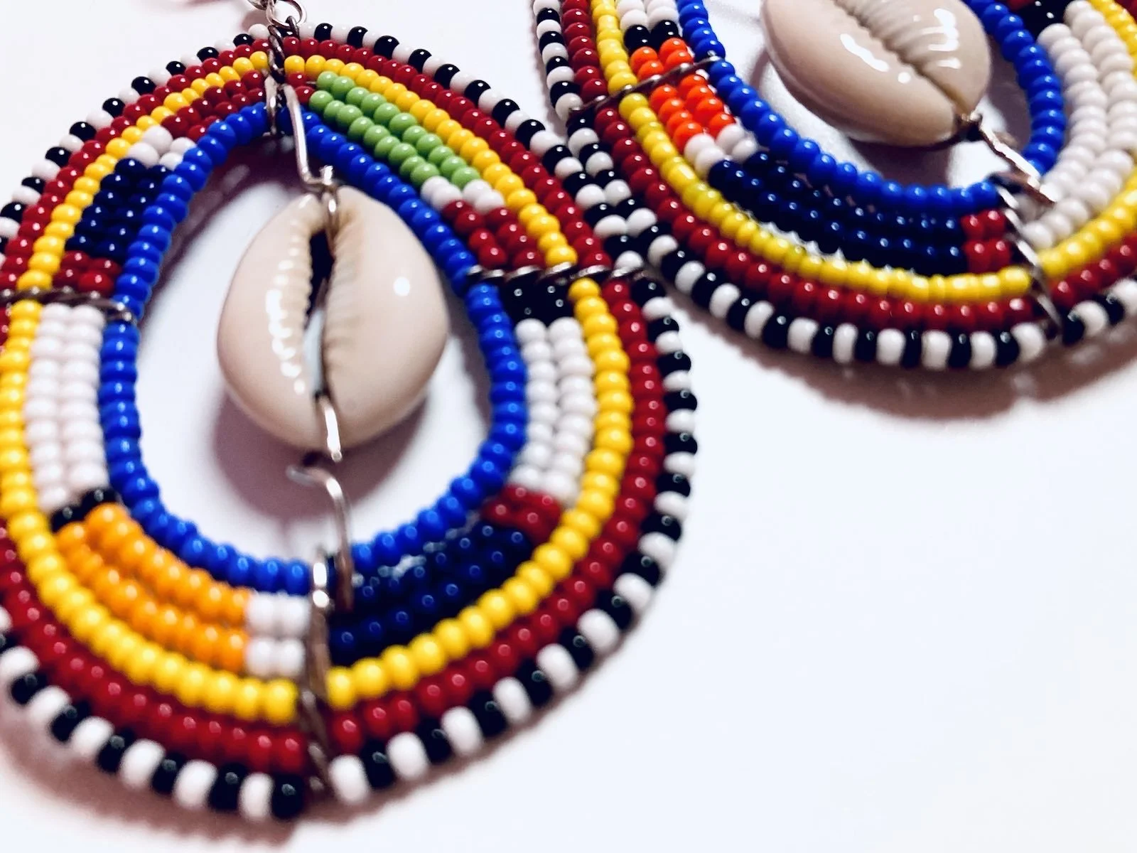 Beaded pear drop cowrie earrings 1.6 - Style Me African