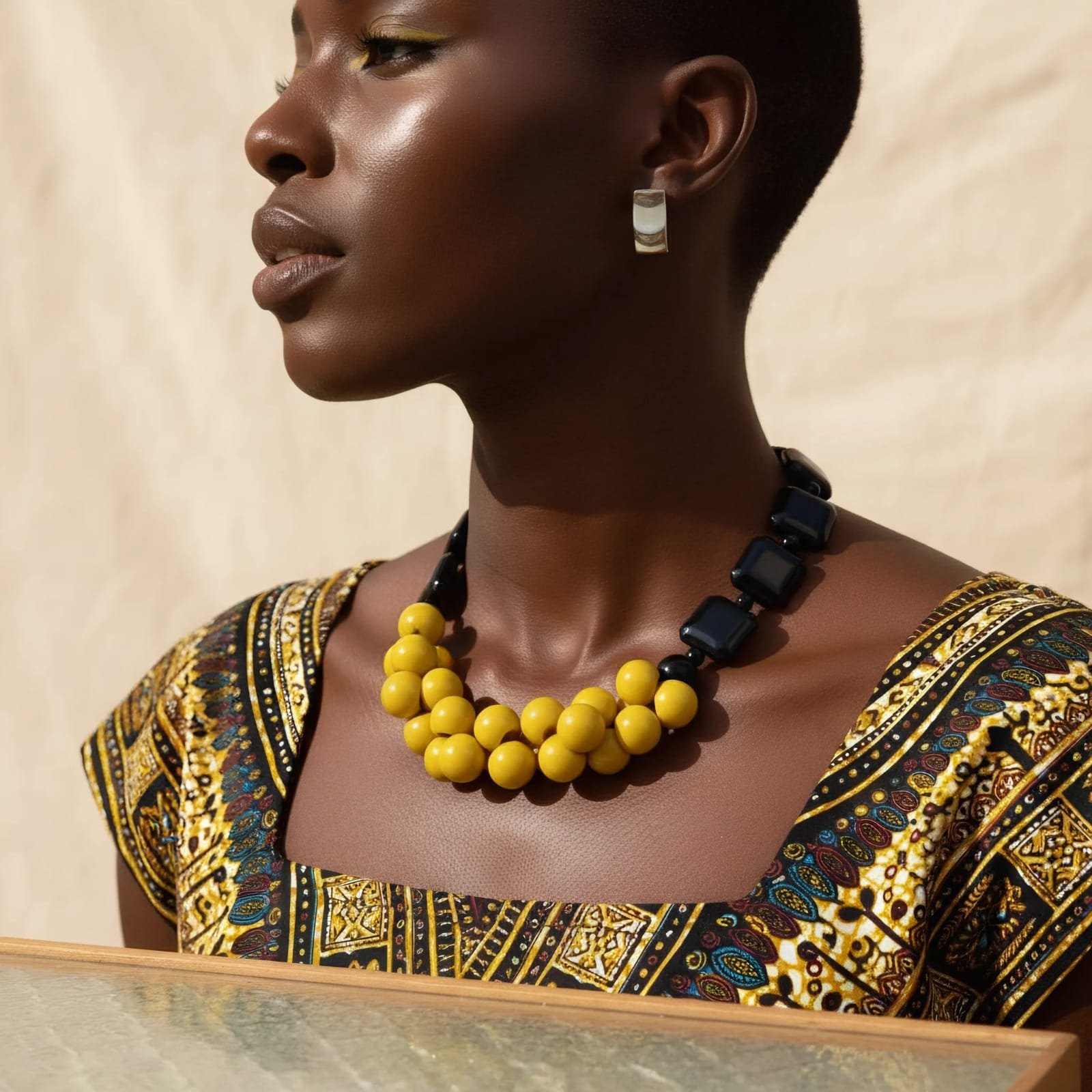Women’s Yellow bead necklace 1.1 - Style Me African