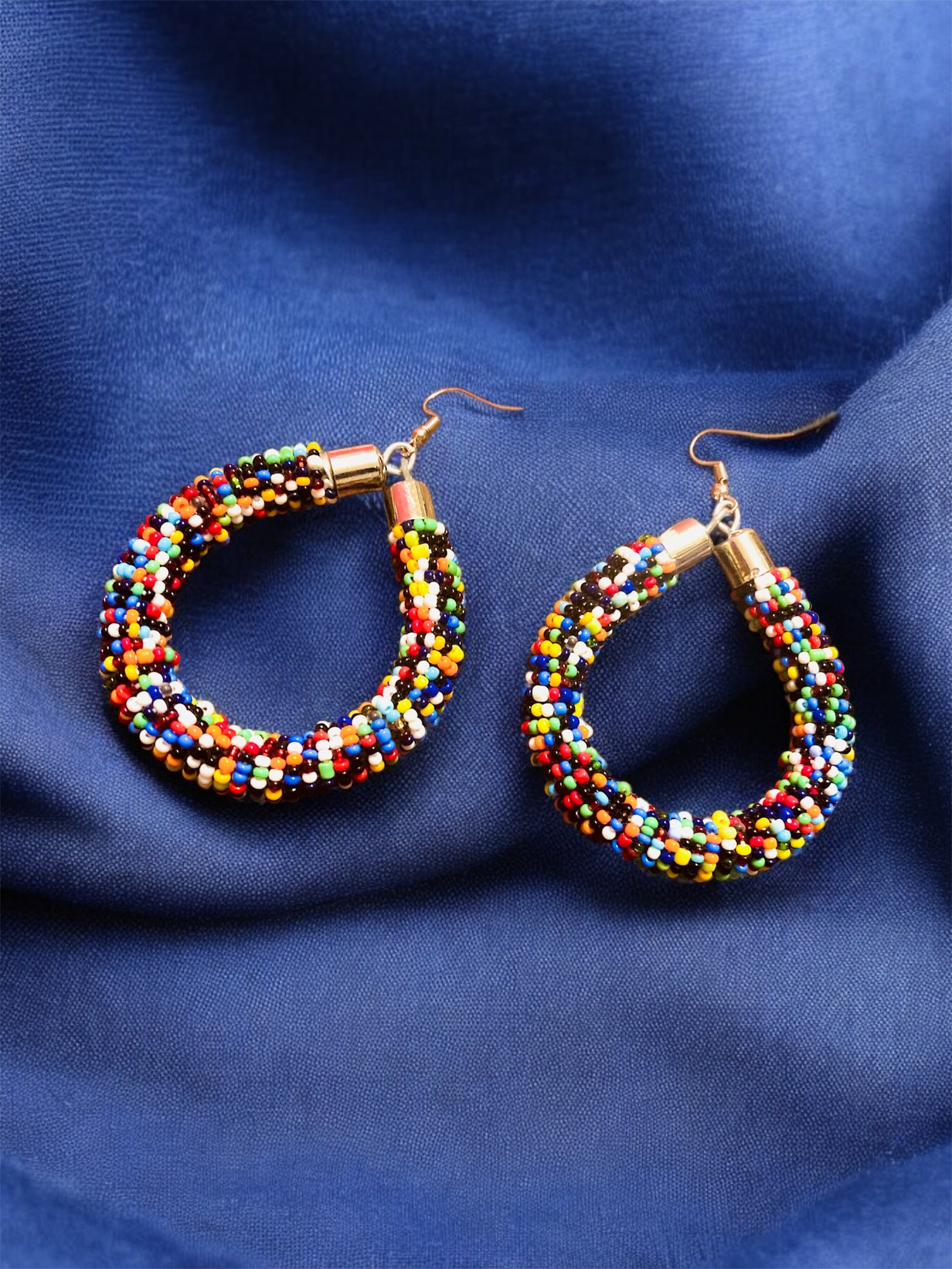 Multicoloured pear drop beaded earrings 1.4 - Style Me African