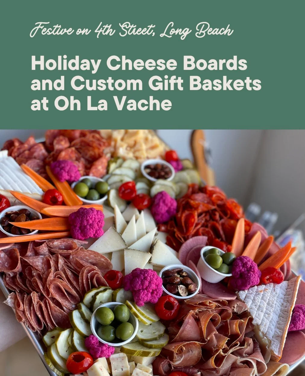 Swipe to see how our local cheese shop, @ohlavachelb is getting Festive on 4th Street this year! Plan ahead and pre-order soon.