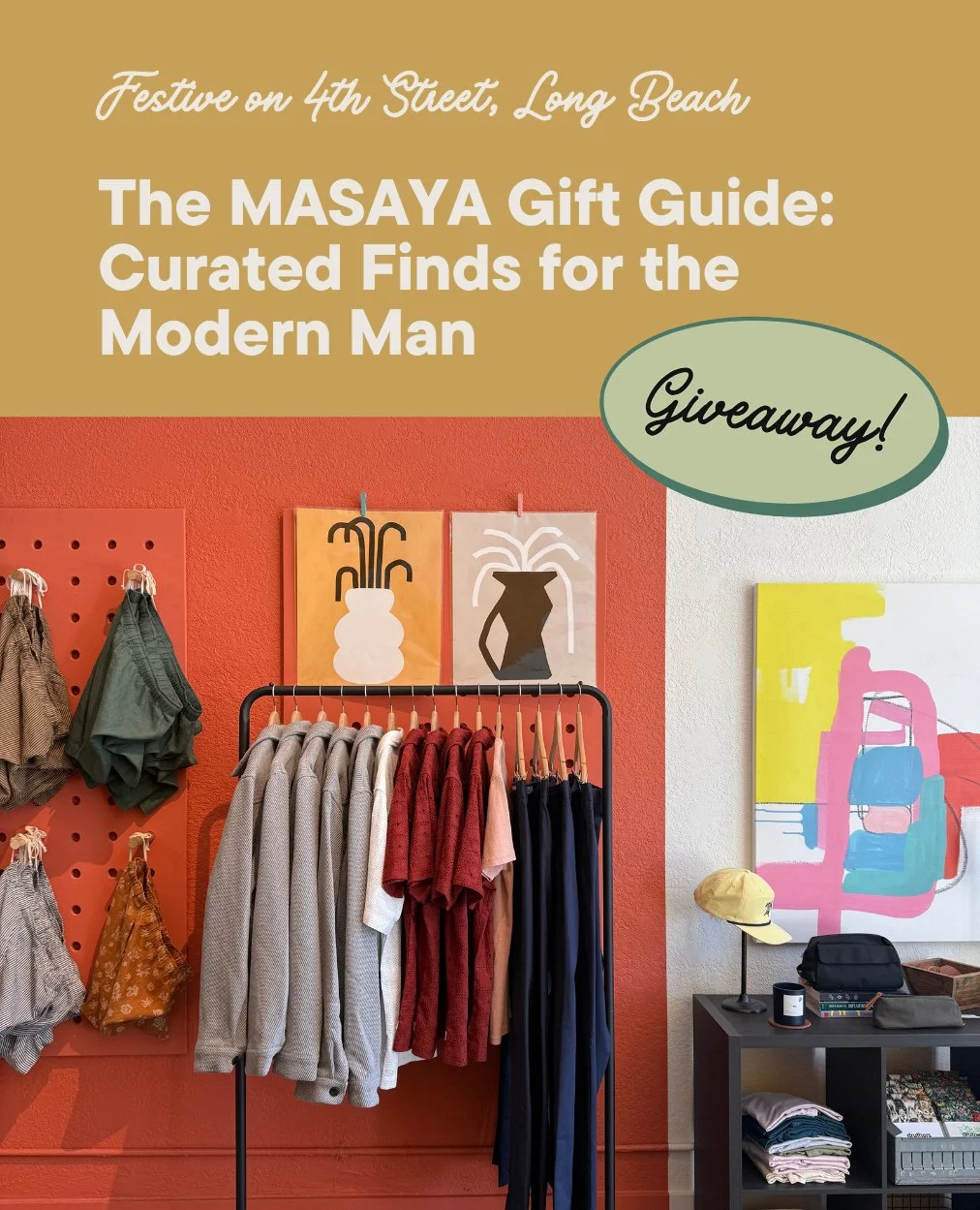 WIN a $50 gift card to @masayastore plus swipe to see how they're getting Festive on 4th Street this year.⁠
⁠
MASAYA offers curated modern + vintage menswear and lifestyle goods.⁠
⁠
Here's how to enter:⁠
⁠
1. Follow @4thstreetlb + @masayastore⁠
2. Li