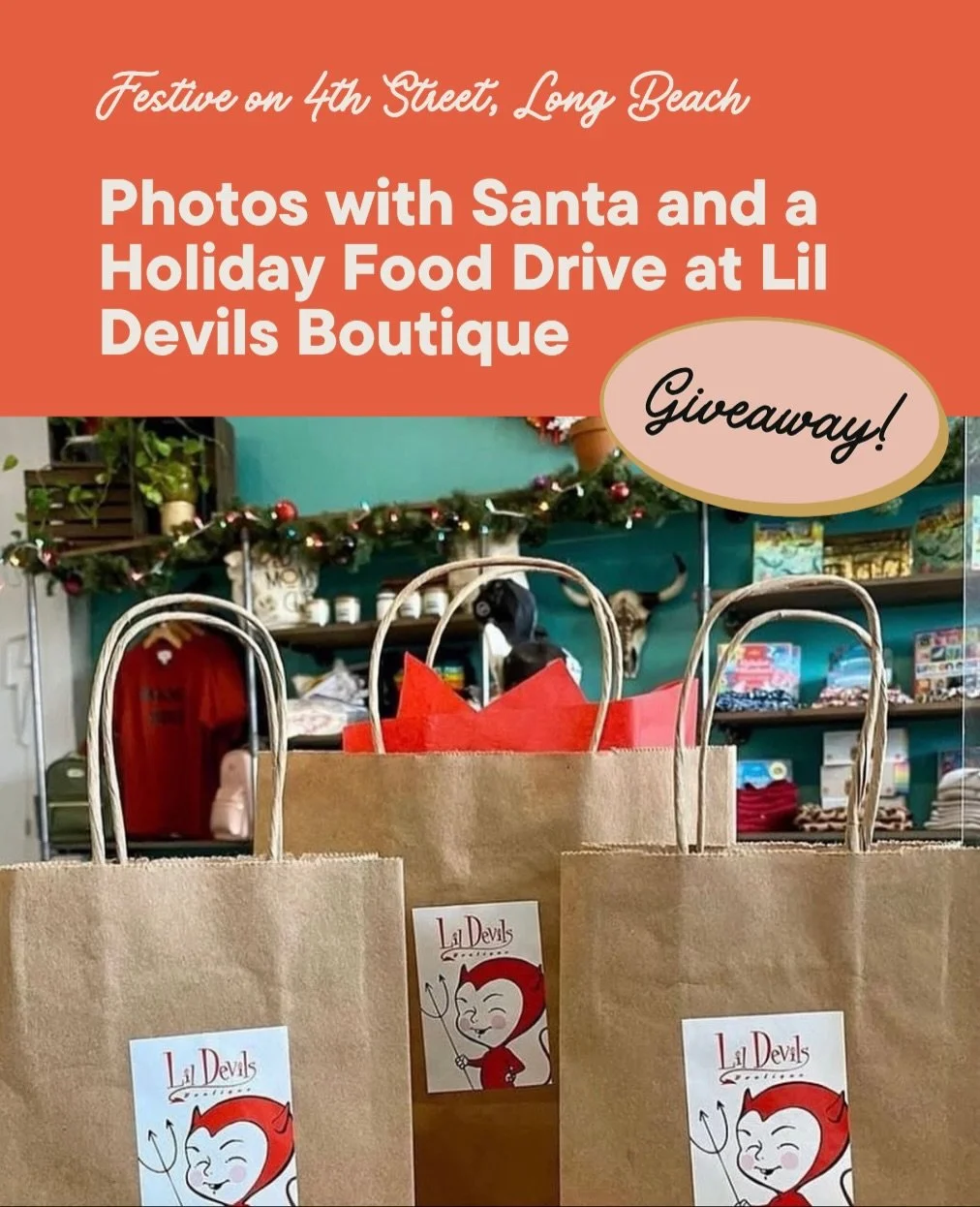 WIN a $25 gift card to @lildevilsboutique plus swipe to see how they&rsquo;re getting Festive on 4th Street this year. Photos with Santa will take place on Saturday 12/6 from 11-3 at your local children&rsquo;s gift store!⁠
⁠
Here&rsquo;s how to ente
