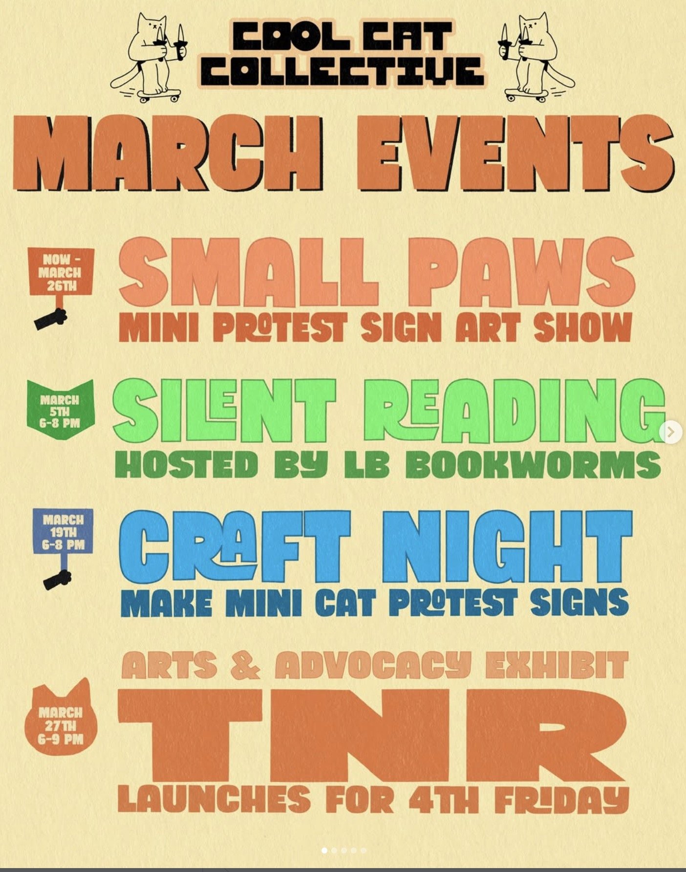 COOL CAT COLLECTIVE MARCH EVENTS