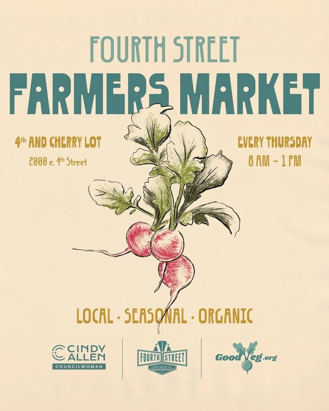 You know the drill 🫑🍓🌽 @fourthstreetfarmersmarket every Thursday from 8am-1pm in the @4thstreetlb &amp; Cherry Lot⁠.⁠
⁠
In proud partnership with @goodveg_, sponsored by @councilwomancindyallen.