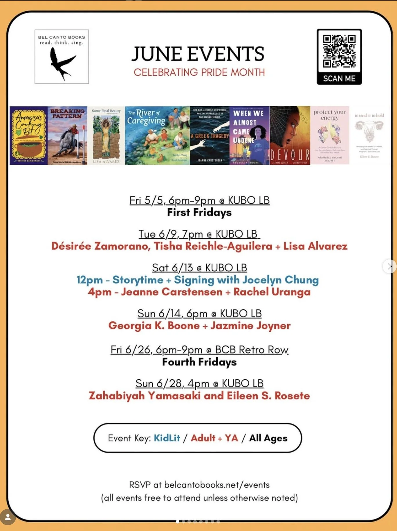BEL CANTO BOOKS June EVENTS