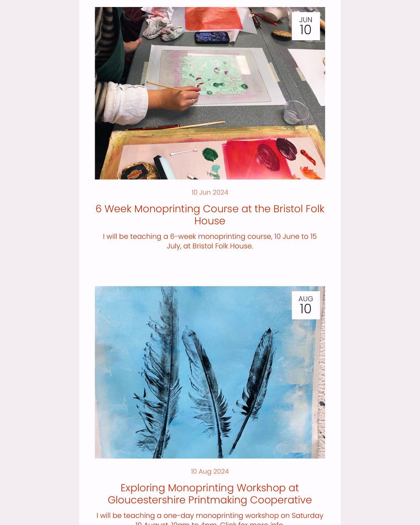 A couple of events coming up..I&rsquo;m running a one day monoprinting session in Stroud, Glos, on the 10 th August at the @gpc_print and a 6 week monoprinting course in Bristol starting 10 th June at the @bristolfolkhouse .. all details are on the h
