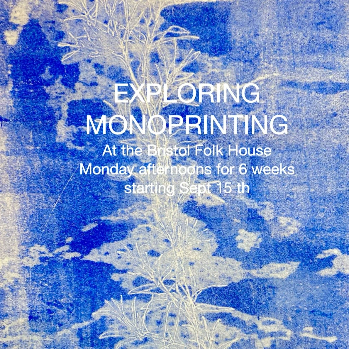 Hello Folks, we are soon starting the Autumn term and I am running my regular course in Exploring Monoprinting at the @bristolfolkhouse so please do come along if you feel like it. You can see more info about the course and booking info if you go to 