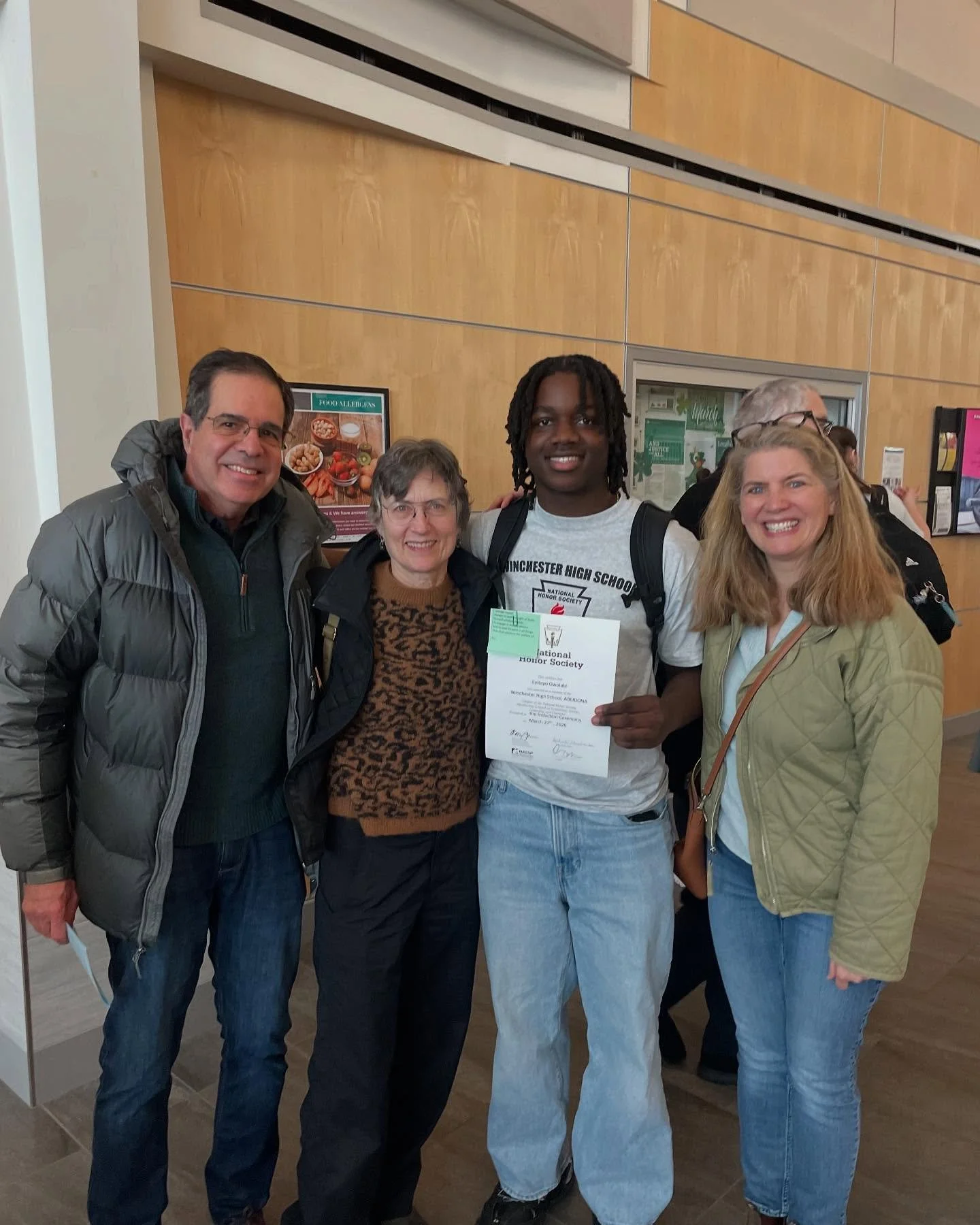 Yesterday Tayo became a newly inducted member of the National Honor Society! All of the new members must strive to embody scholarship, service, leadership, and character and work to make a difference in the world. We know you will, Tayo! Congratulati