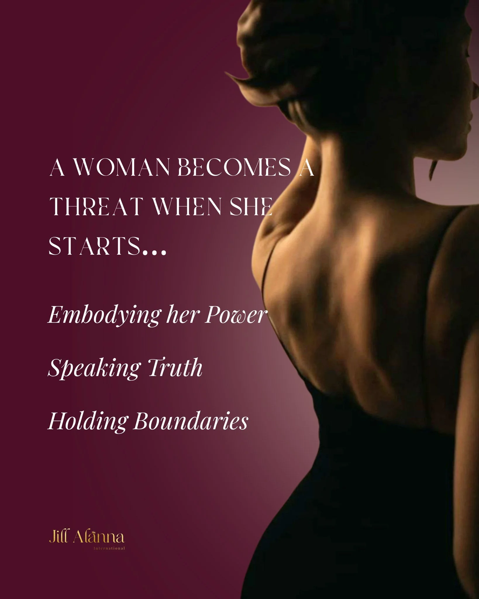 A woman becomes a threat when she starts&hellip;
✨ Embodying her Power
✨ Speaking her Truth
✨ Holding Sacred Boundaries

Not loud.
Not aggressive.
Just UNAVAILABLE for anything beneath her soul.

Become the threat.
Not to destroy  but to remember who