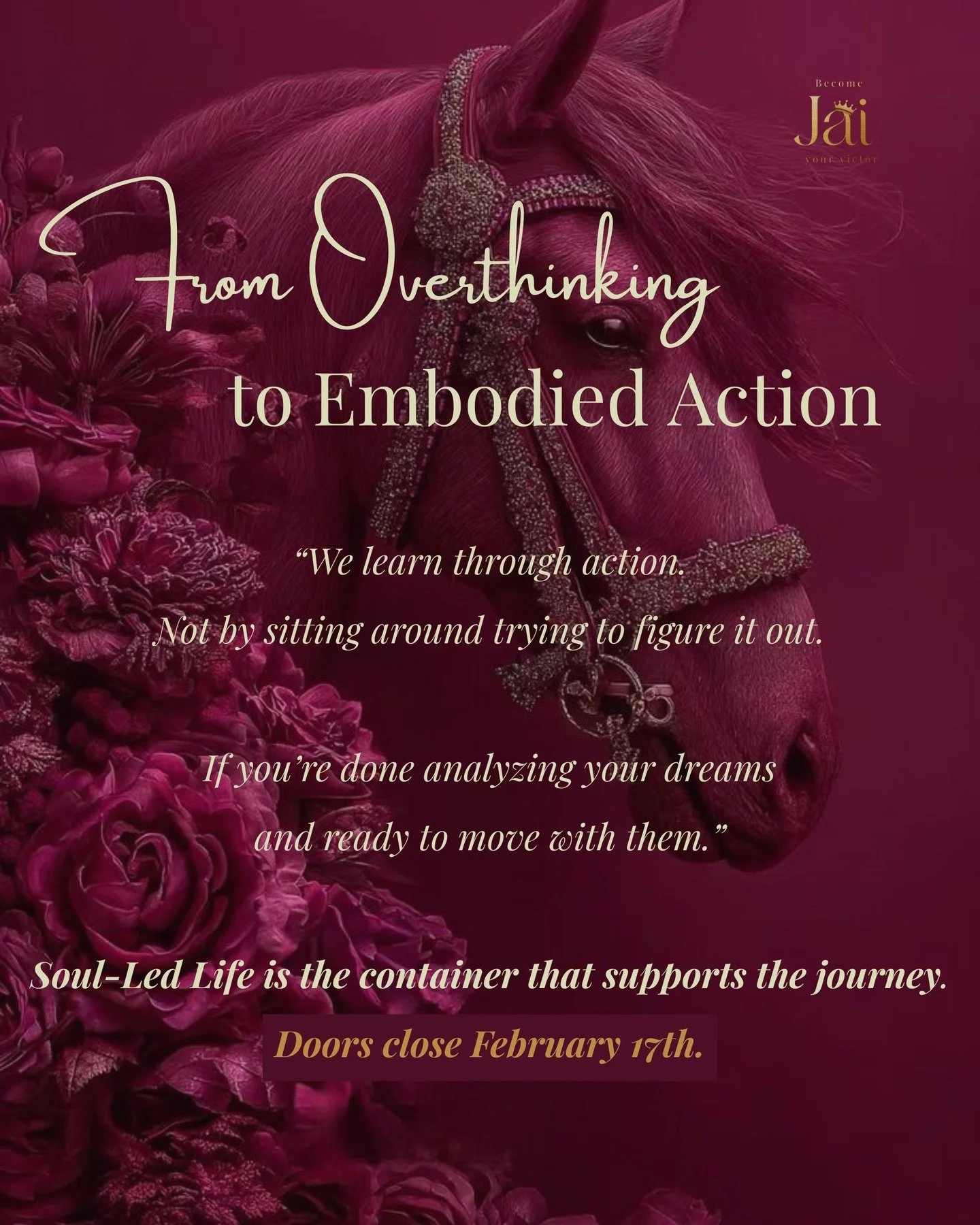 We learn through action.
Not by sitting around trying to figure it out.

If you&rsquo;re done analyzing your dreams
and ready to move with them.

Soul-Led Life is the container that supports the journey.

Doors close February 17th.

#SoulLedLife
#Sou