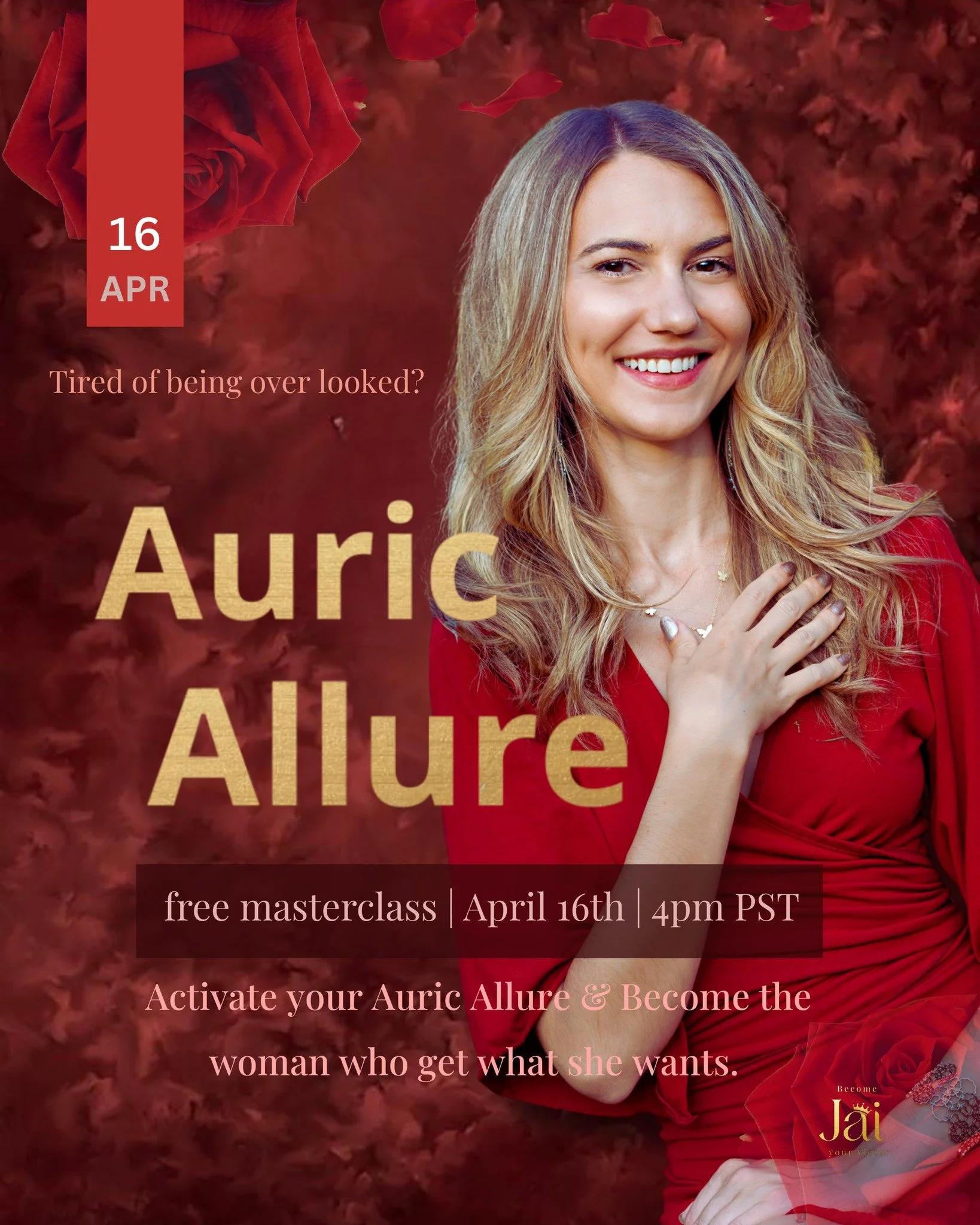 You&rsquo;re not invisible.
You&rsquo;ve just been taught to shrink your glow.

Auric Allure isn&rsquo;t about becoming someone new, it&rsquo;s about remembering the version of you that naturally attracts, receives, and owns her presence.

The woman 