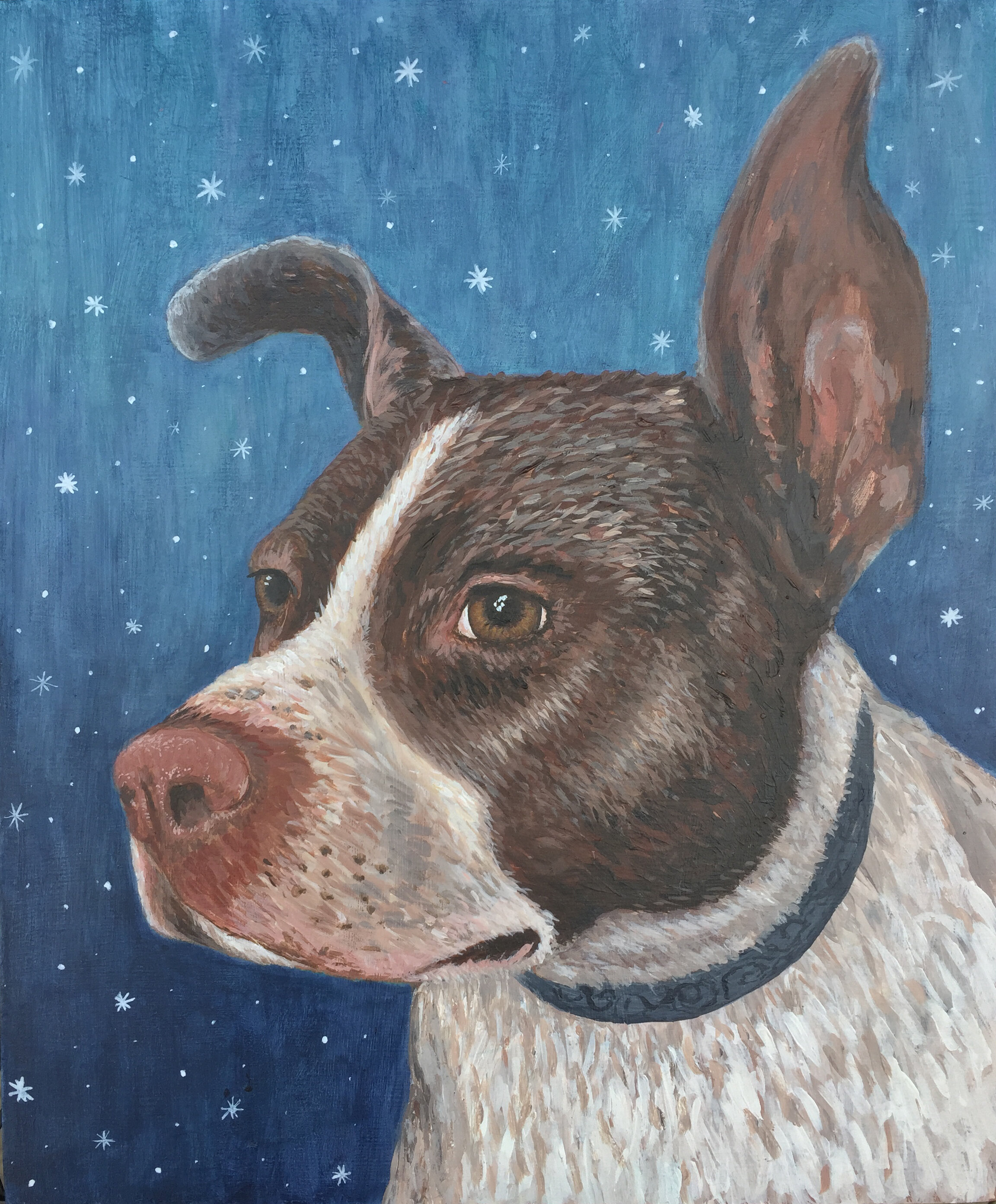 "Stella" Acrylic on wooden panel. 12 x 10 in.
