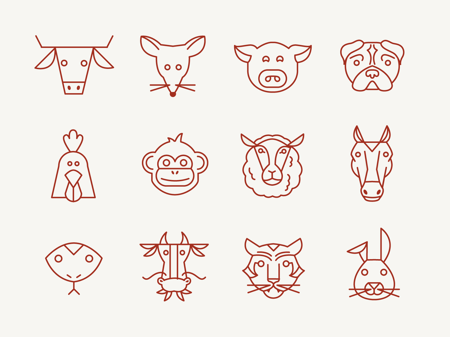 Icon sets for Chinese Zodiac signs and Celtic Zodiac Tree signs.