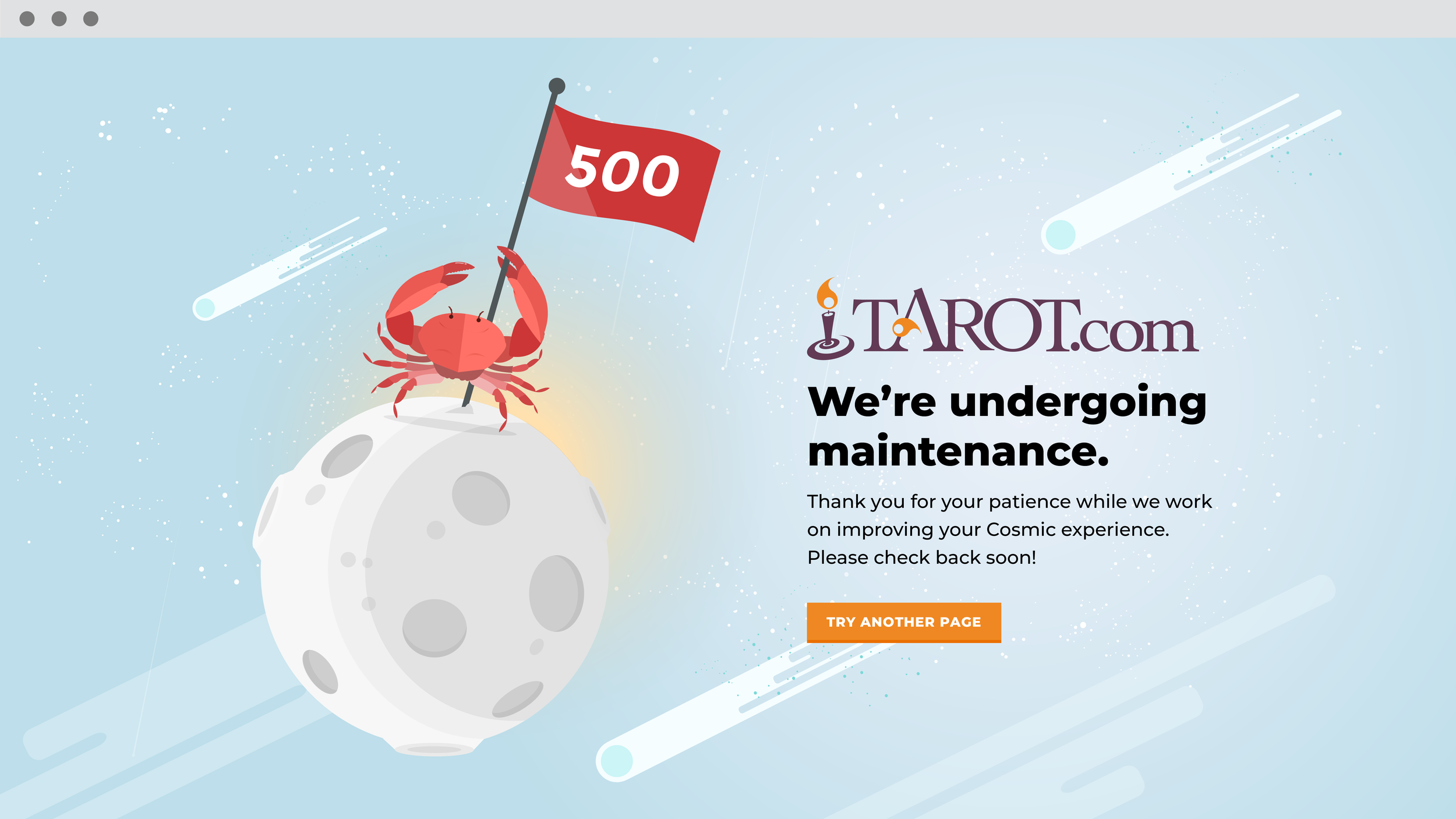 Error pages designed to function with a subtle parallax scroll effect.
