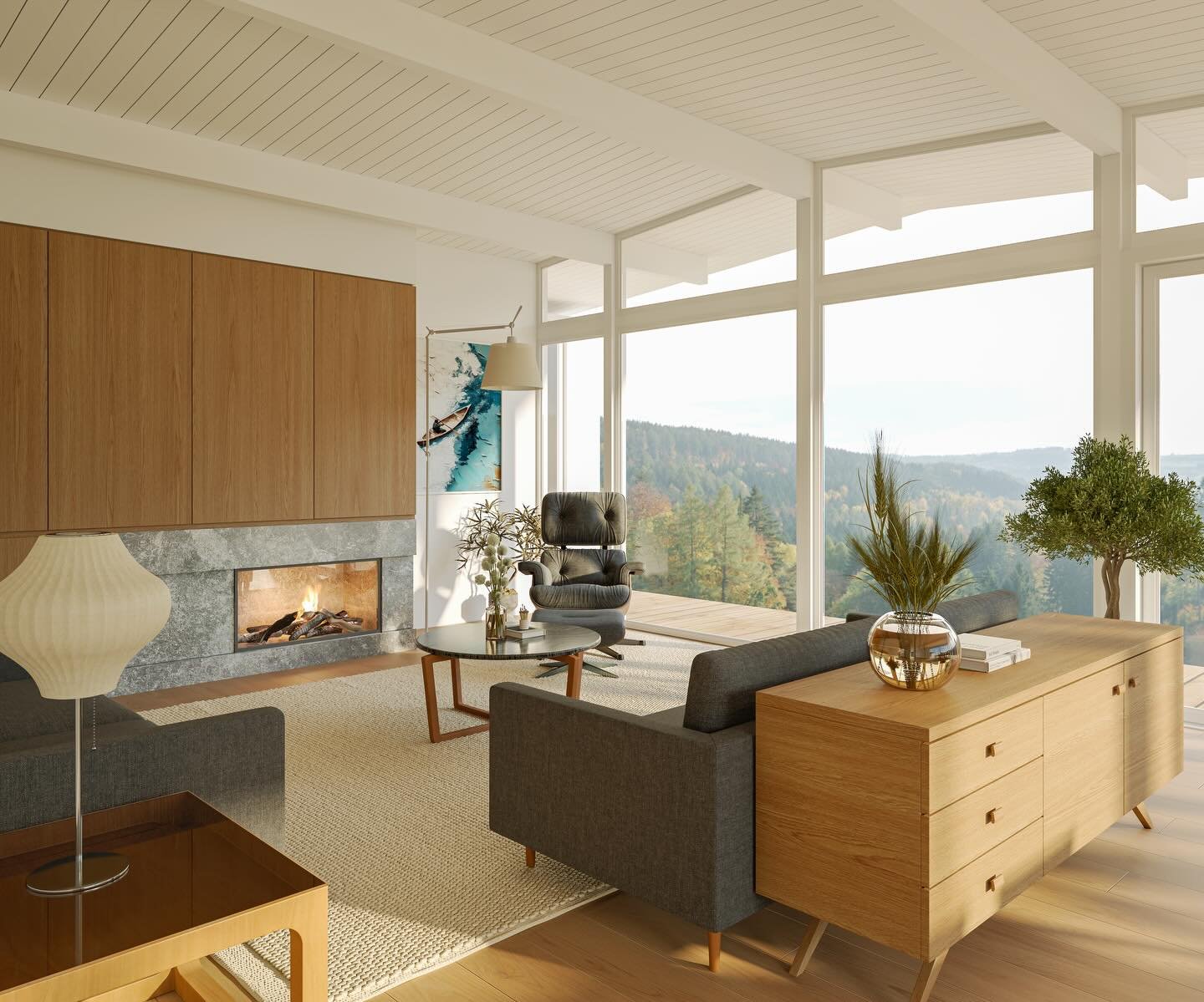 Rendering of our West Vancouver Midcentury Modern house. This is the second phase of the renovation in collaboration with @splycedesign 

#westvancouver #midcenturymodern #vancouver #warmmodern #lucienmariedesign