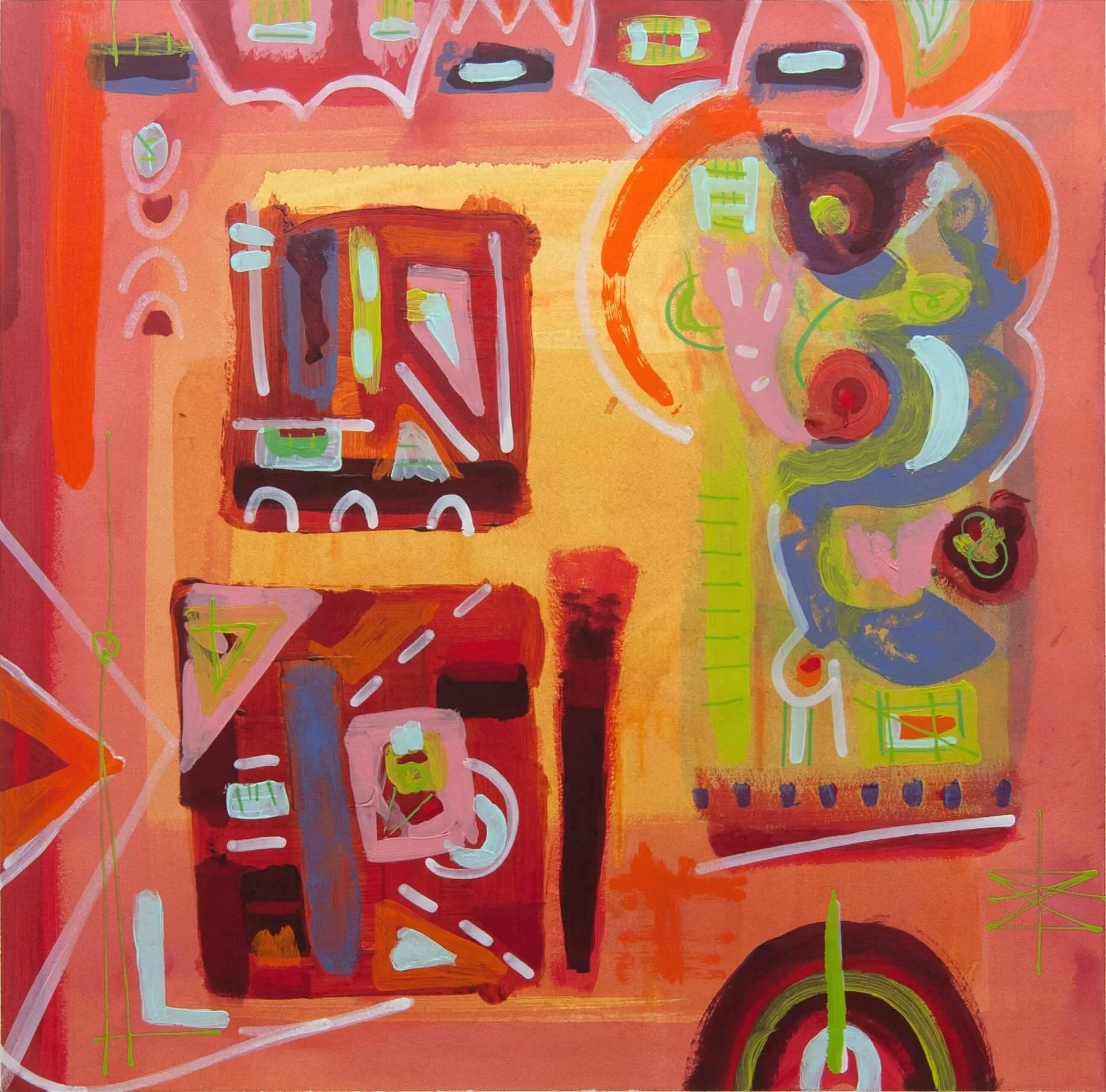  A Path to Victory , 2025  
Acrylic on paper  
22" x 22" (55.9 x 55.9 cm)