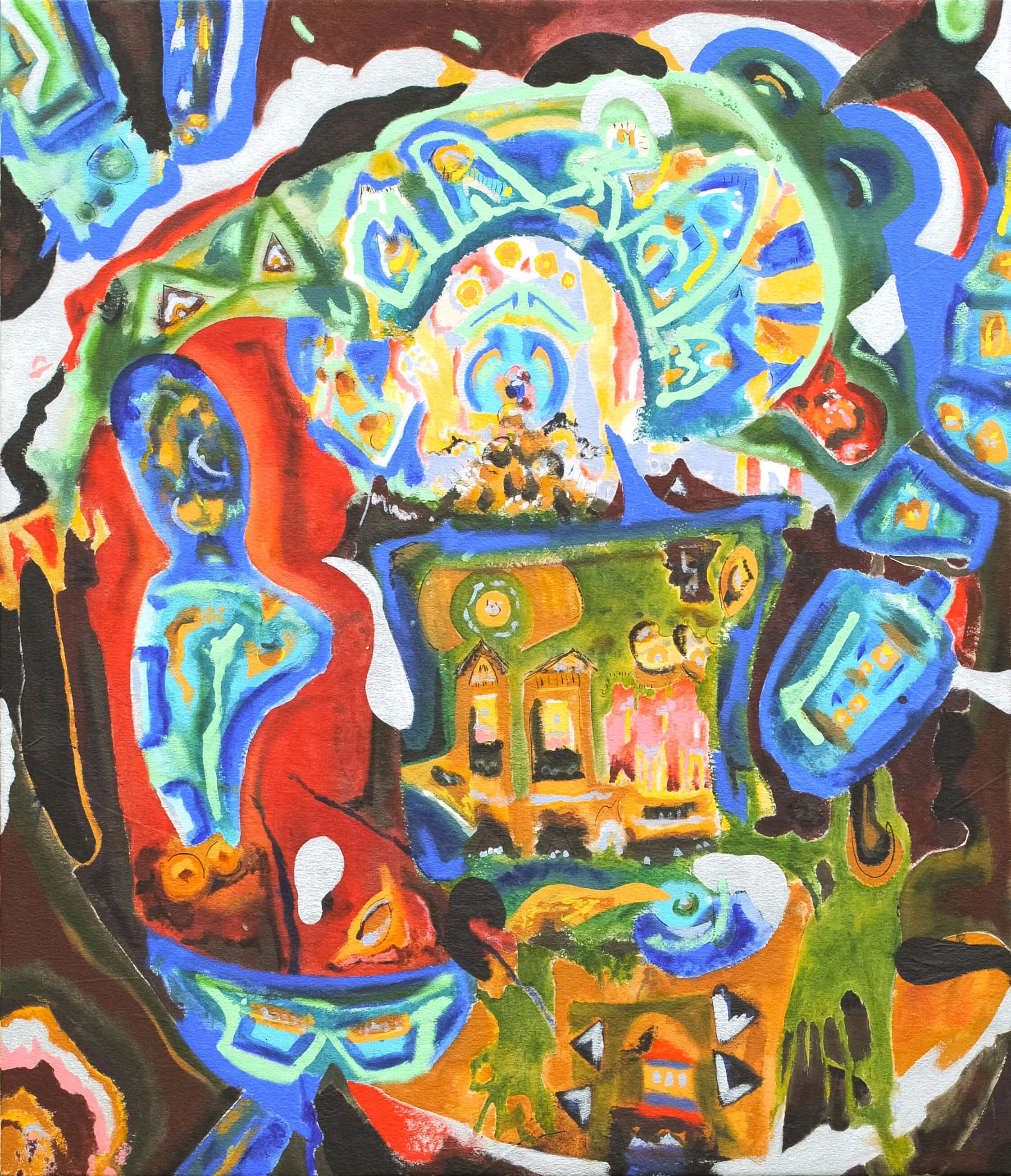  Feast , 2023   
Acrylic on canvas  
40 x 44 inches (76.2 x 111.8 cm)