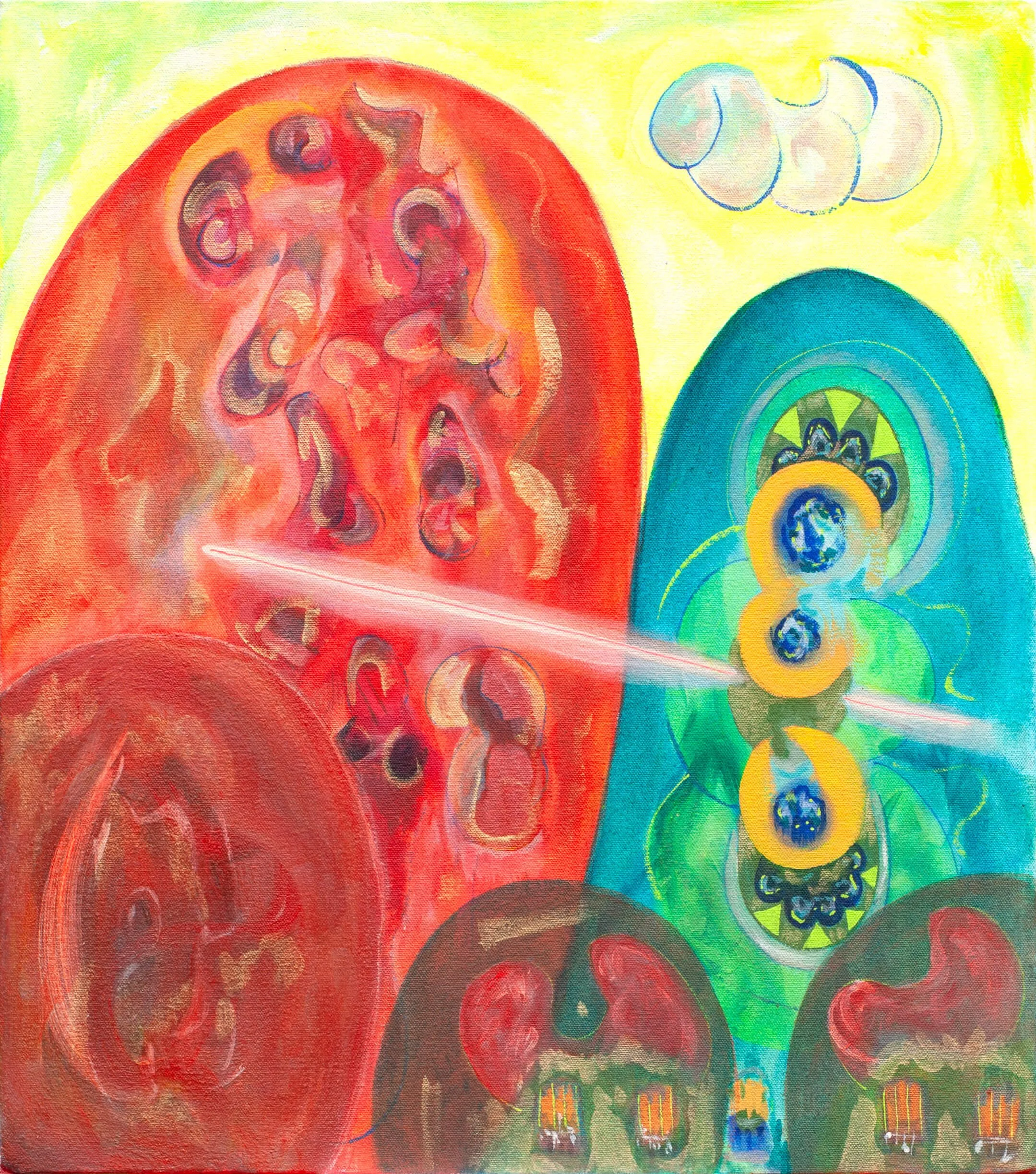  Exhumed 4 , 2023  
Acrylic on canvas 
18 x 20 inches (45.7 x 50.8 cm)