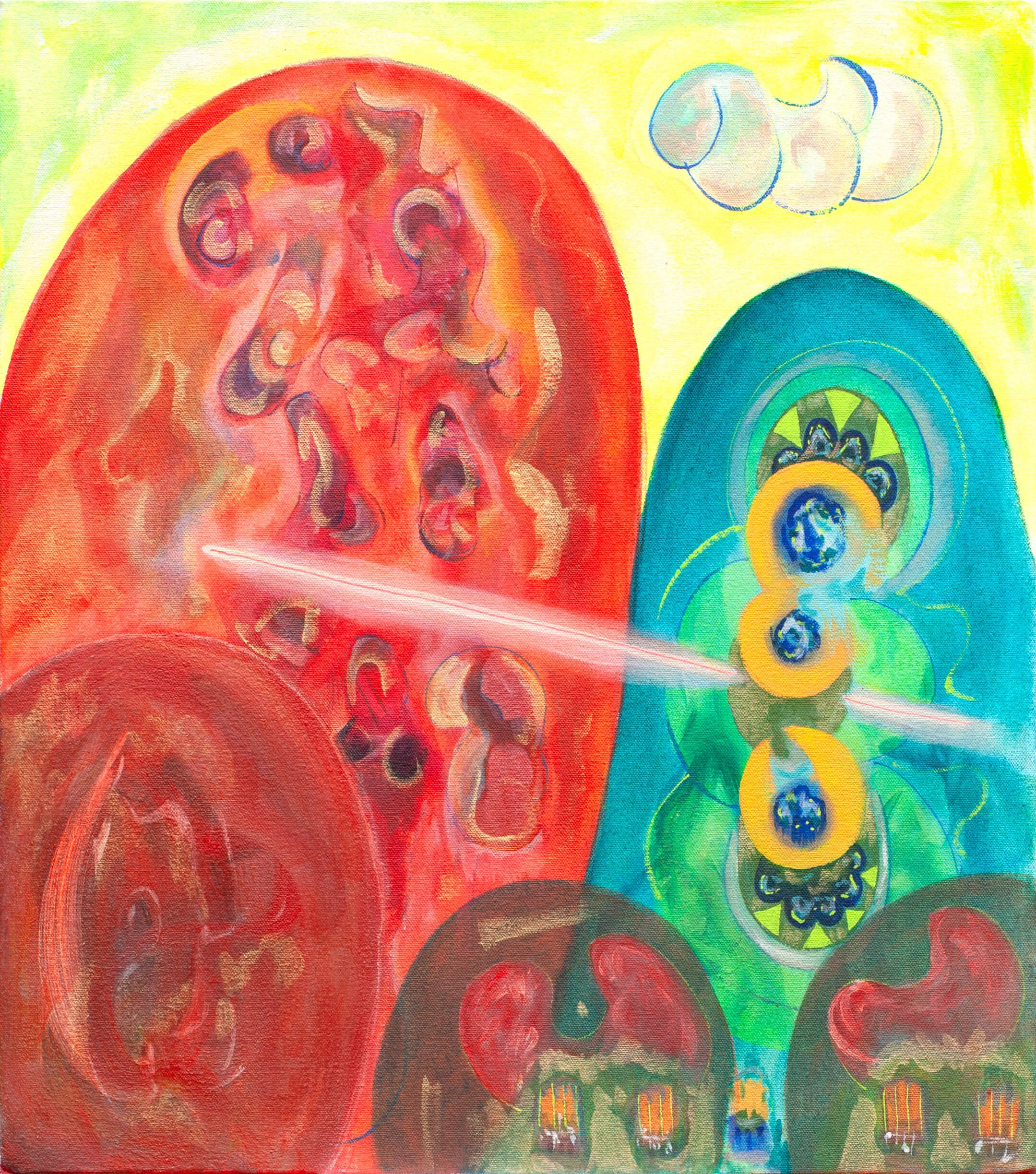  Exhumed 4 , 2023  
Acrylic on canvas 
18 x 20 inches (45.7 x 50.8 cm)
