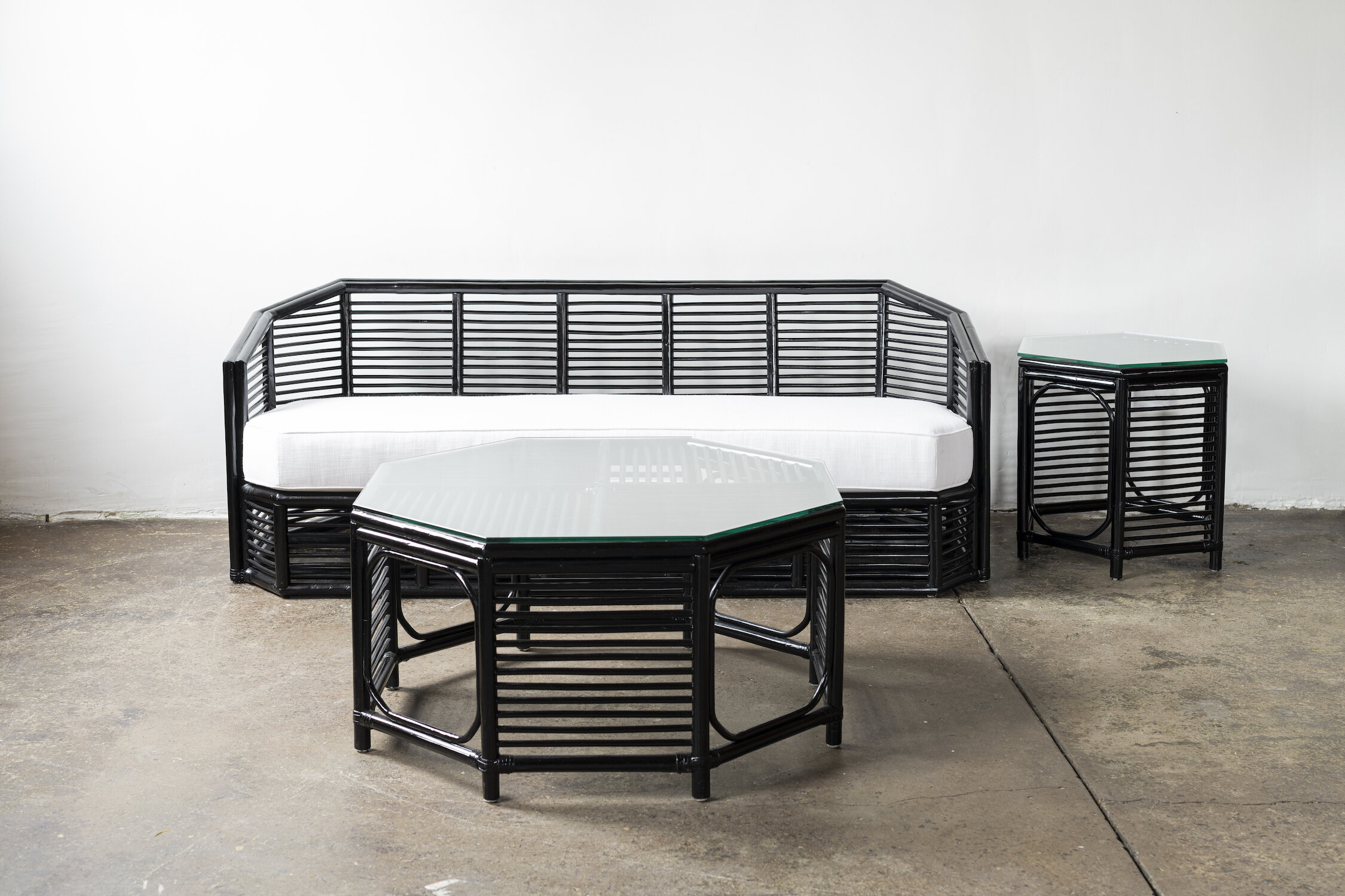 Rattan Sofa, Coffee Table & Side Table