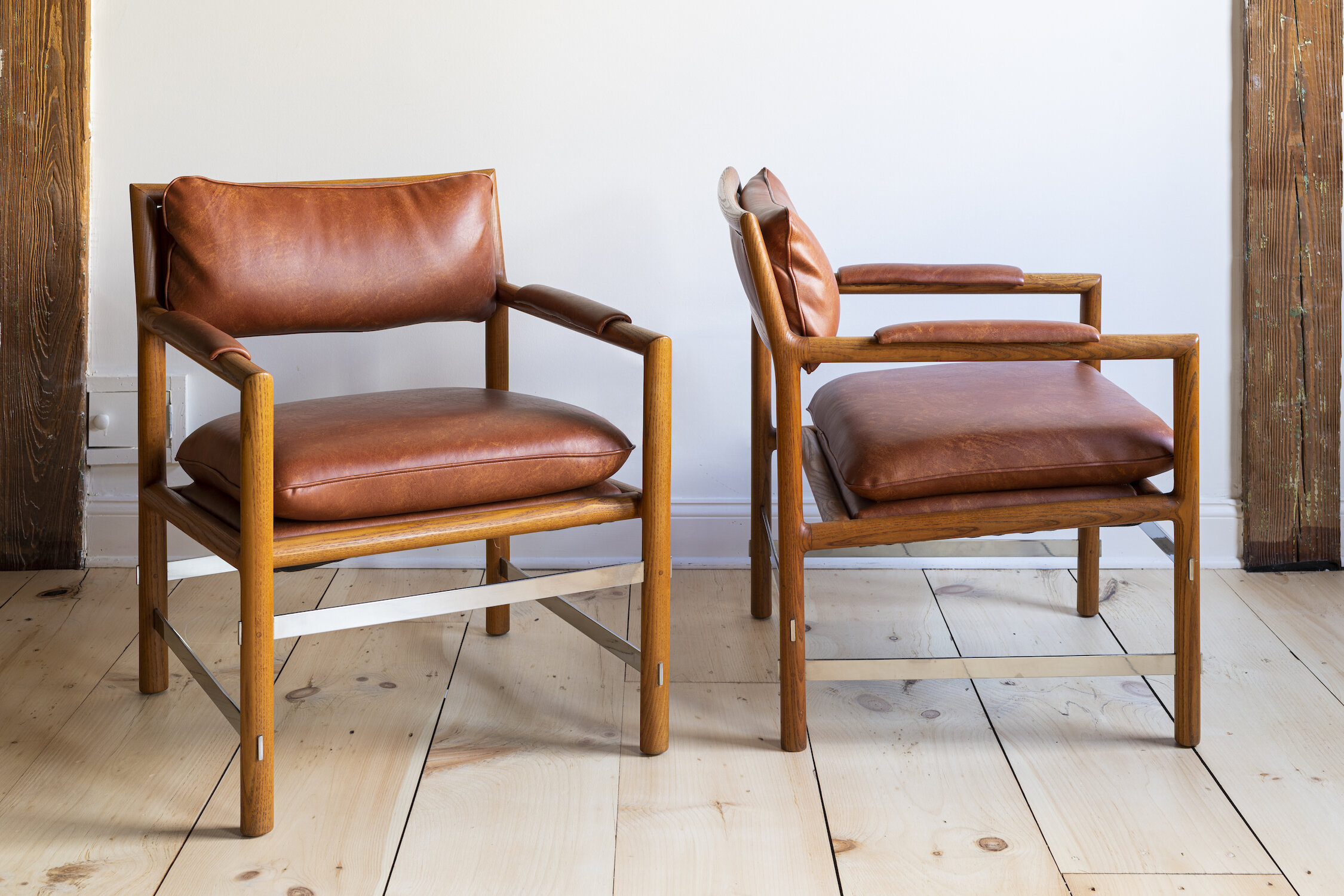 Pair of Ed Wormley for Dunbar Leather Chairs