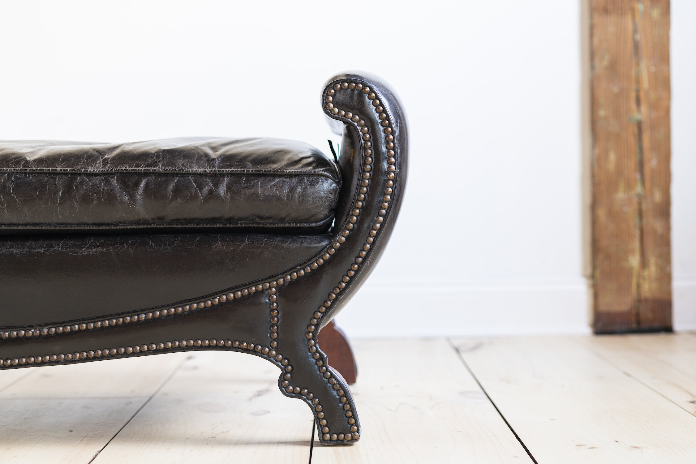 French Empire Style Leather Bench