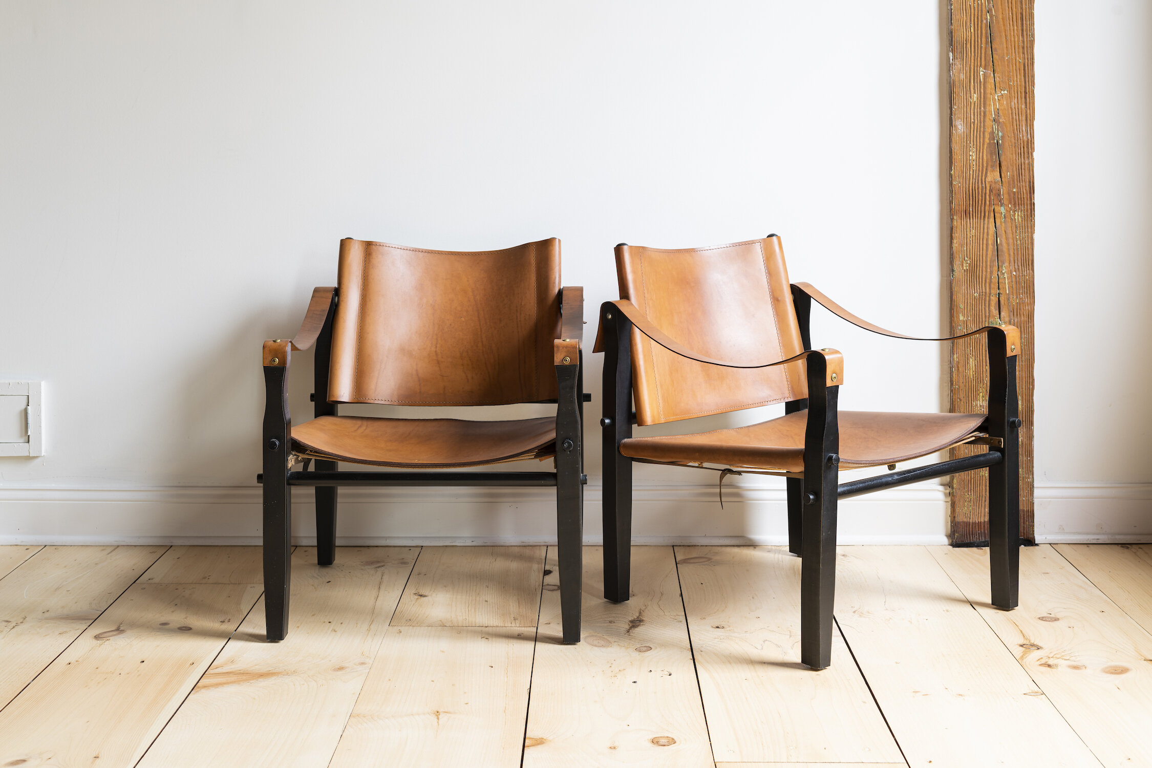 Pair of Leather Safari Chairs