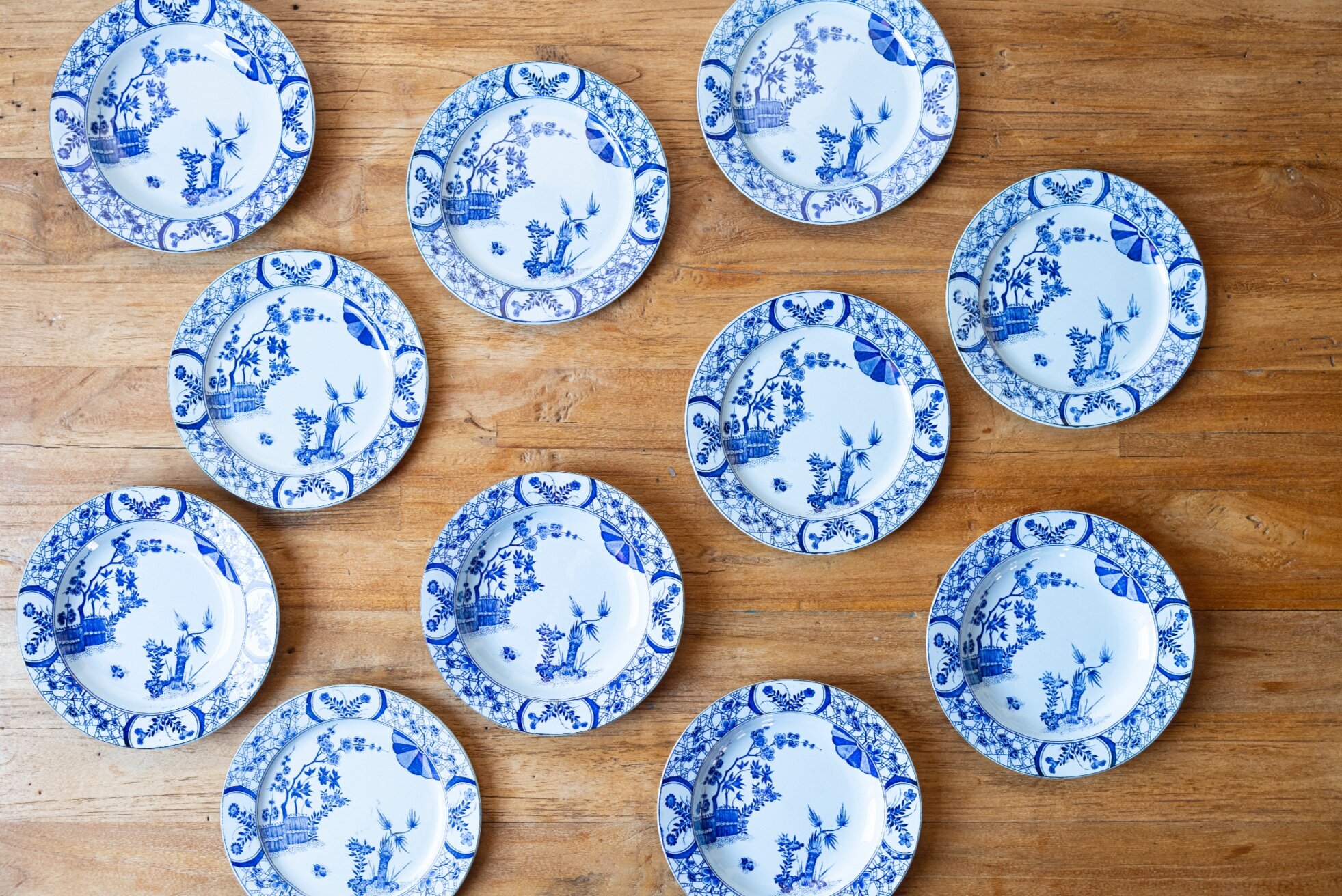 French Blue and White Plates and Bowls