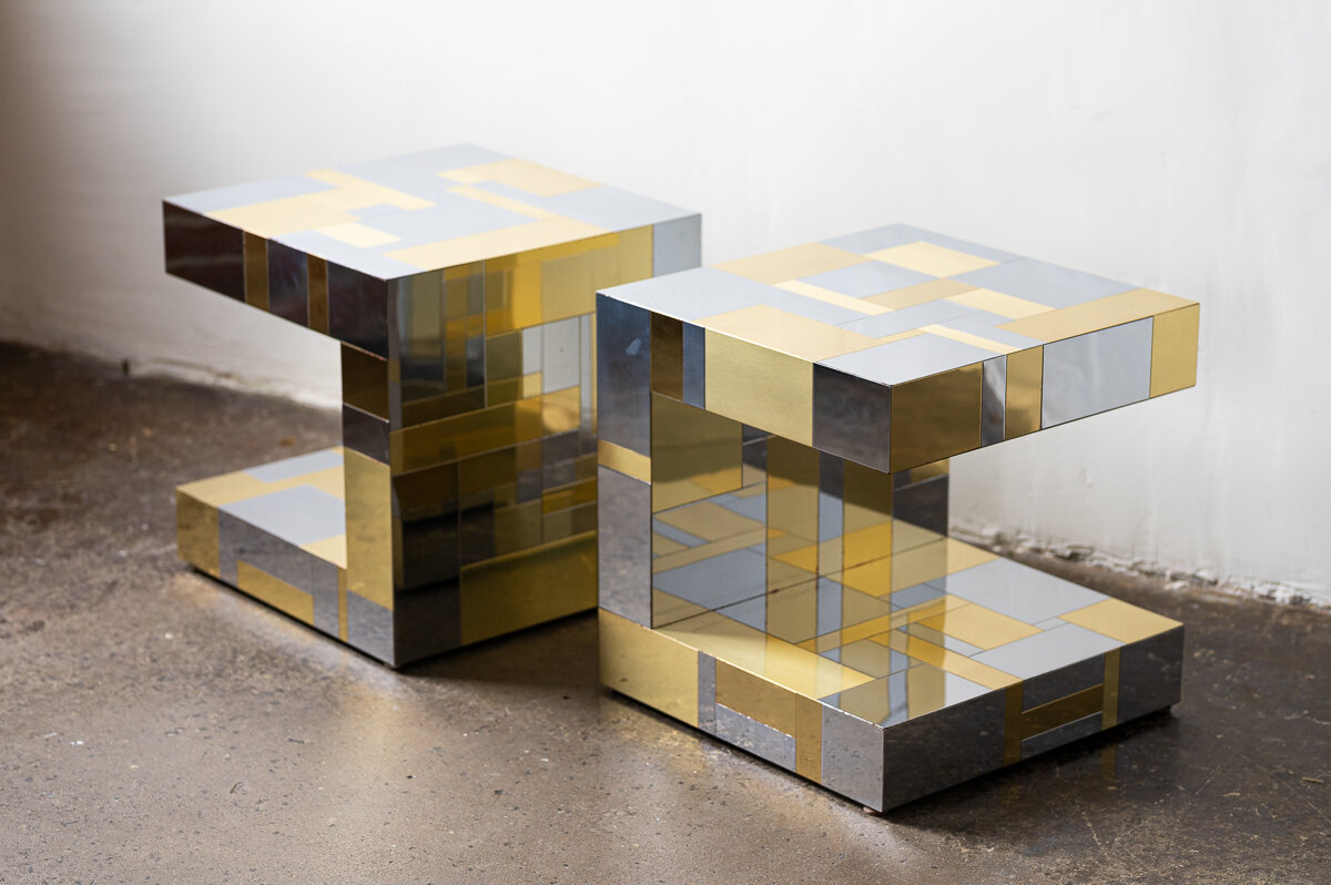 Paul Evans Cityscape Mirrored Side Tables