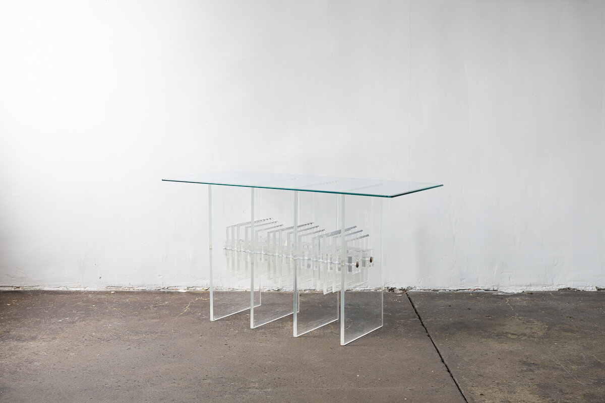 Lucite and Glass Table