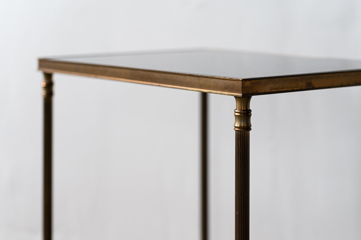 Brass Side Table with Black Glass
