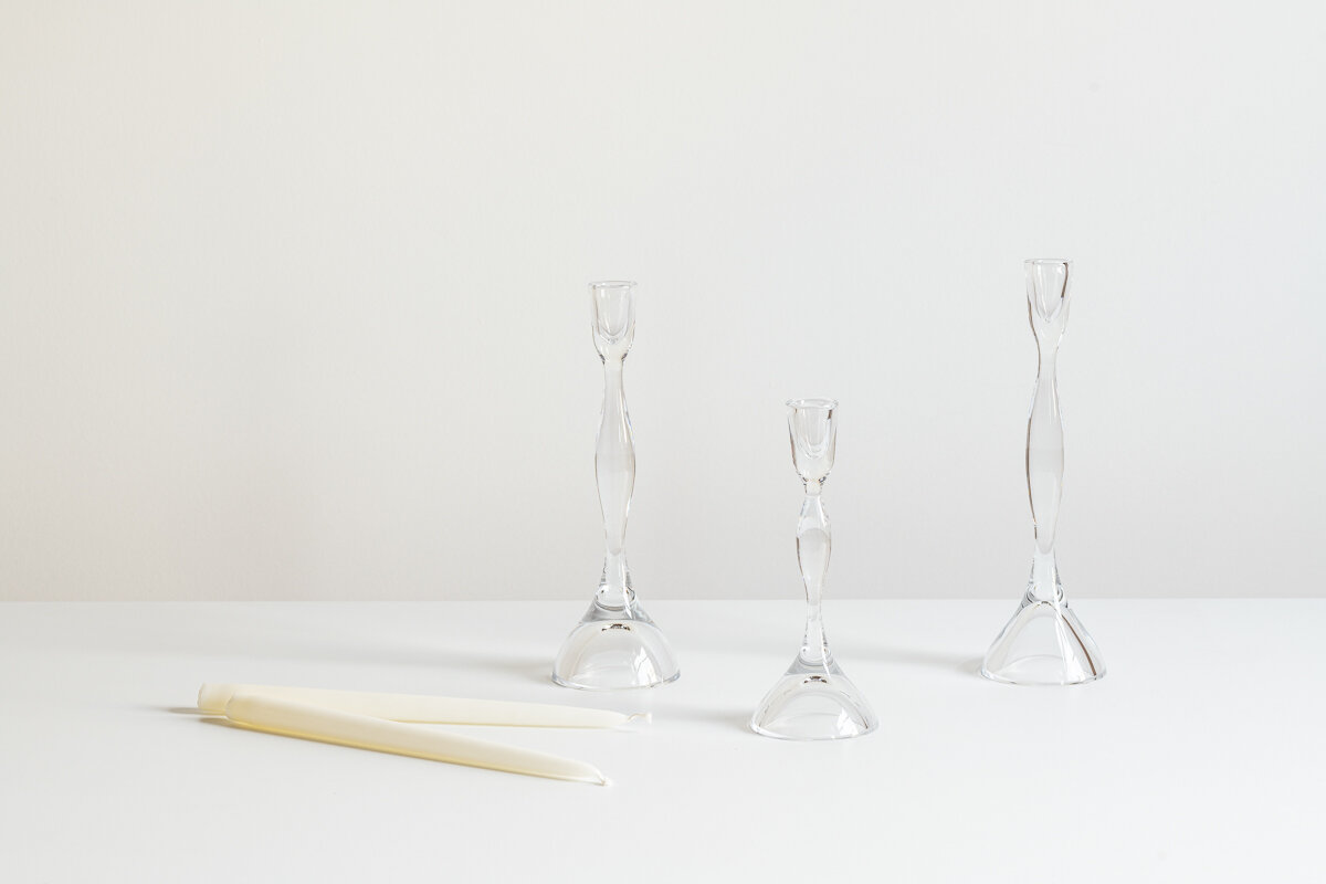 Vintage Swedish Glass Candlesticks