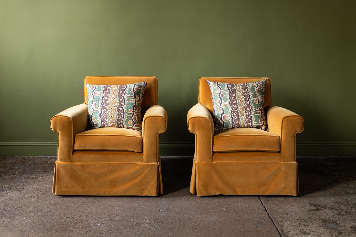Pair of Mustard Velvet Chairs